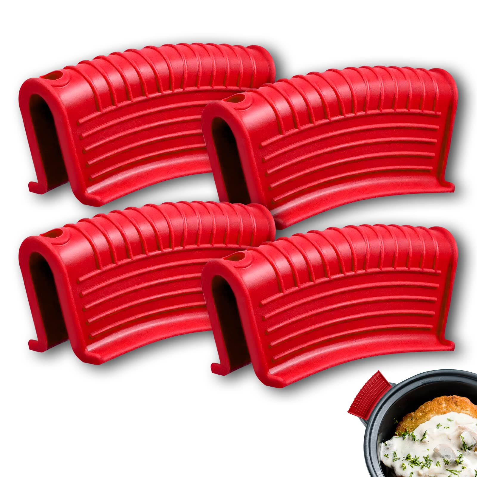 2 Pair Cast Iron Pot Assist Handle Covers with High Heat Resistance, Antislip Silicone skillet handle cover for Any Frying Cast