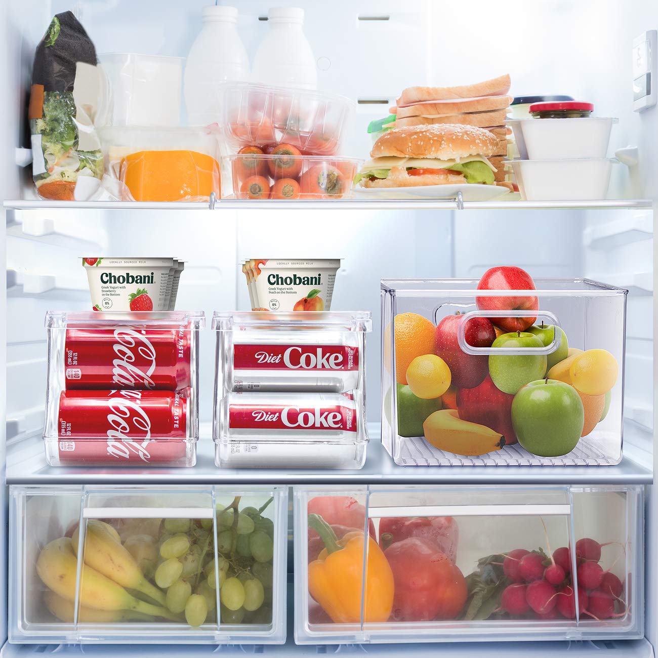 Sorbus Soda Can Organizer For Counter Depth Refrigerator Stackable Can Holder Dispenser With Lid For Fridge, Pantry, Freezer - H