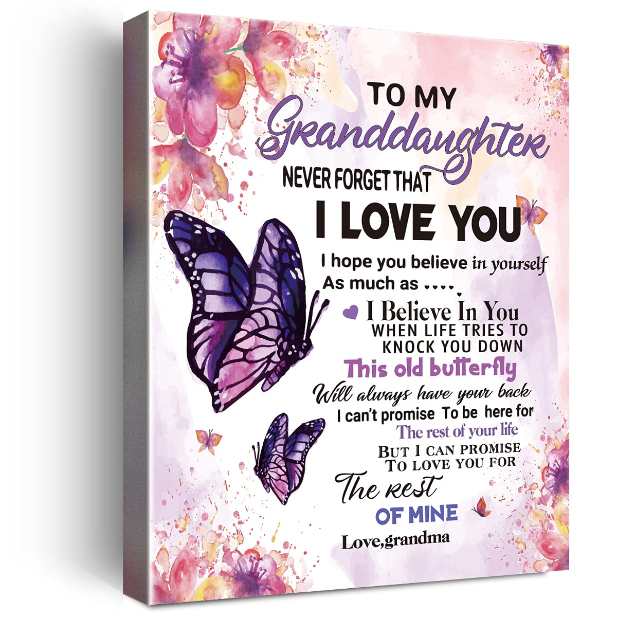 To My Granddaughter Saying-Hangable Canvas Poem Prints Framed Poster Wall Art For Granddaughter From Grandma-Meaningful Granddau