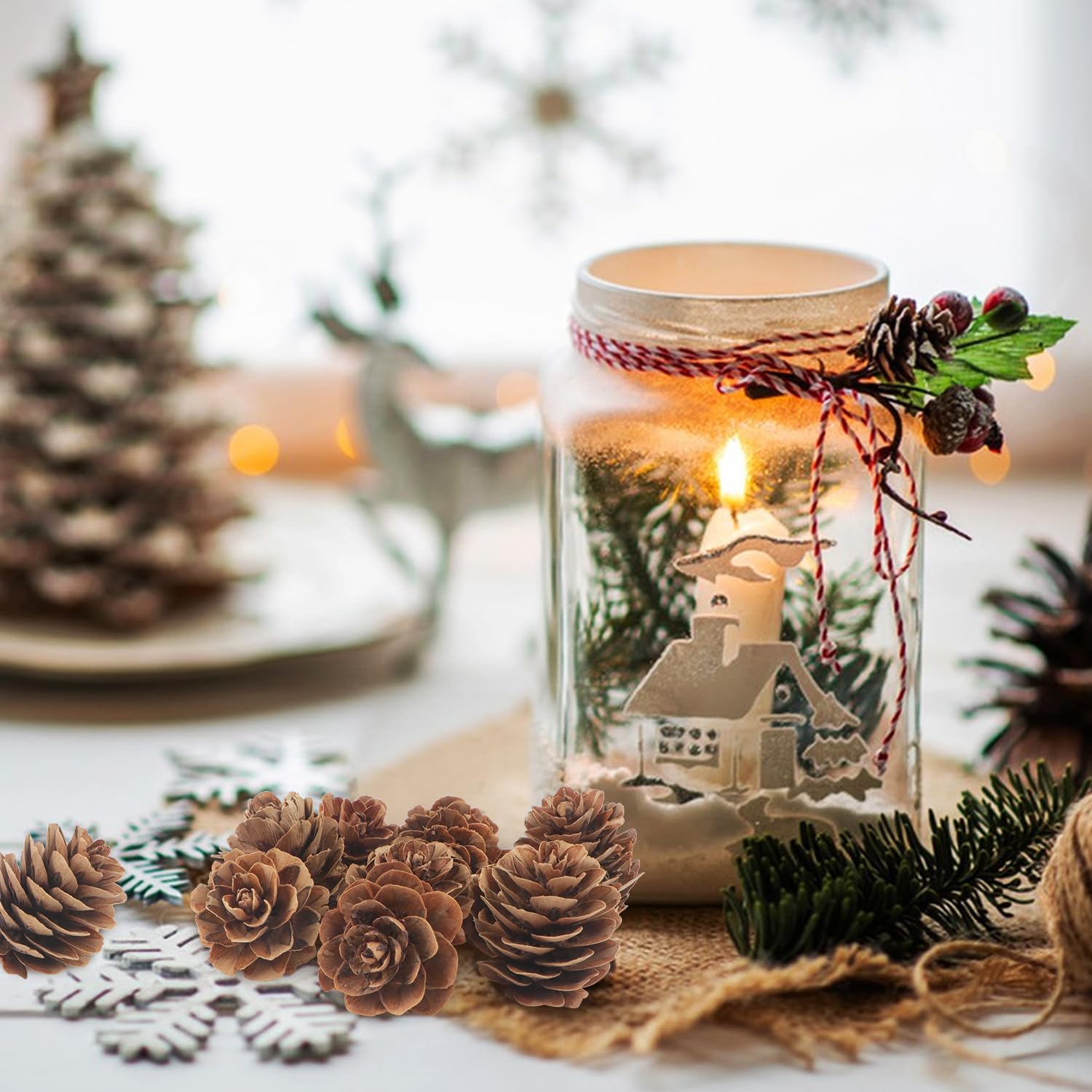 Jangostor 120 PCS Pine Cones Decorations, Natural Pine Cones Bulk - Mini Pine Cones Christmas Pine Cones for Table Christmas Tre
