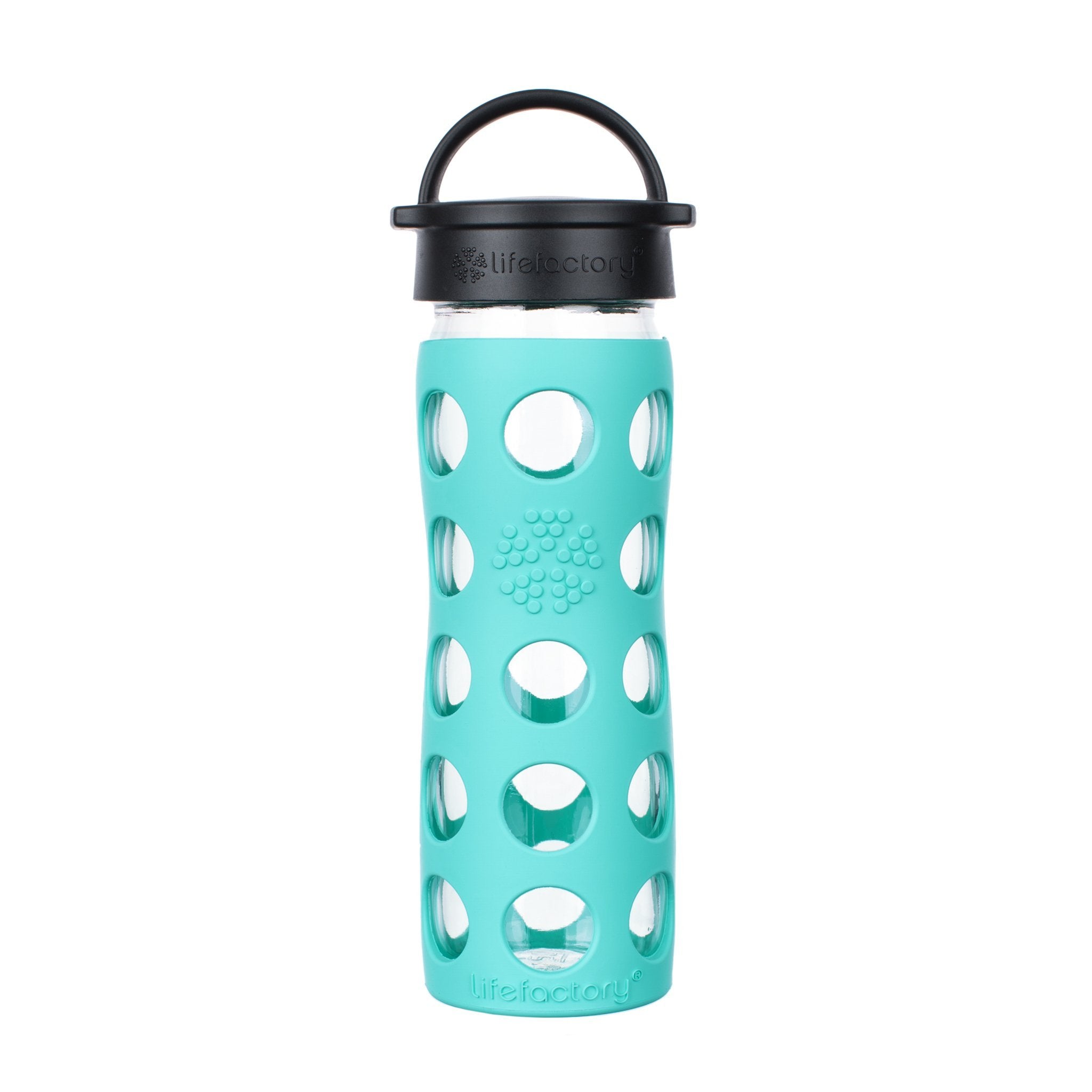 Lifefactory 16-Ounce BPA-Free Glass Water Bottle with Classic Cap and Protective Silicone Sleeve, Sea Green