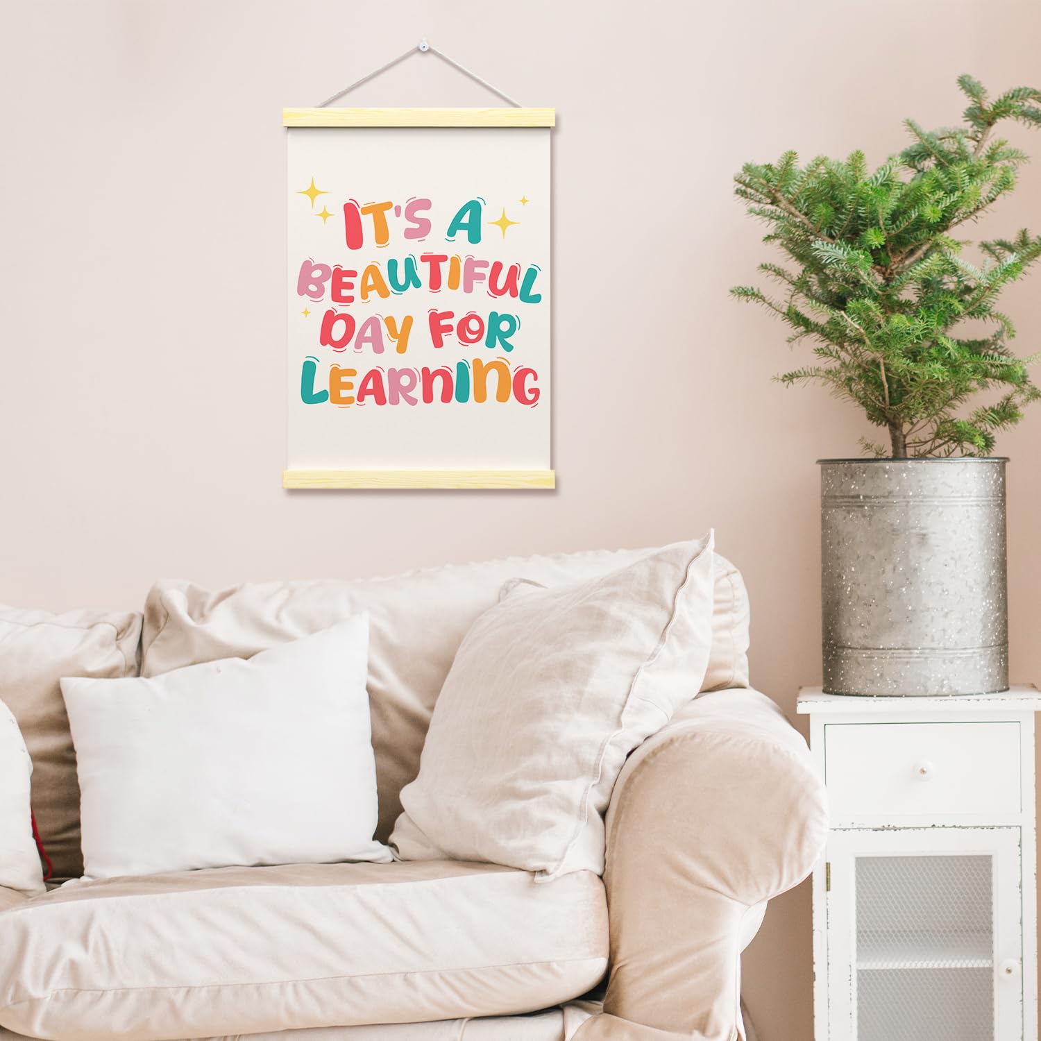 It s a Beautiful Day for Learning Posters Hanger Frame Classroom Reading Room Wall Art Decor Hanging Poster 16x12 Inch Gifts for