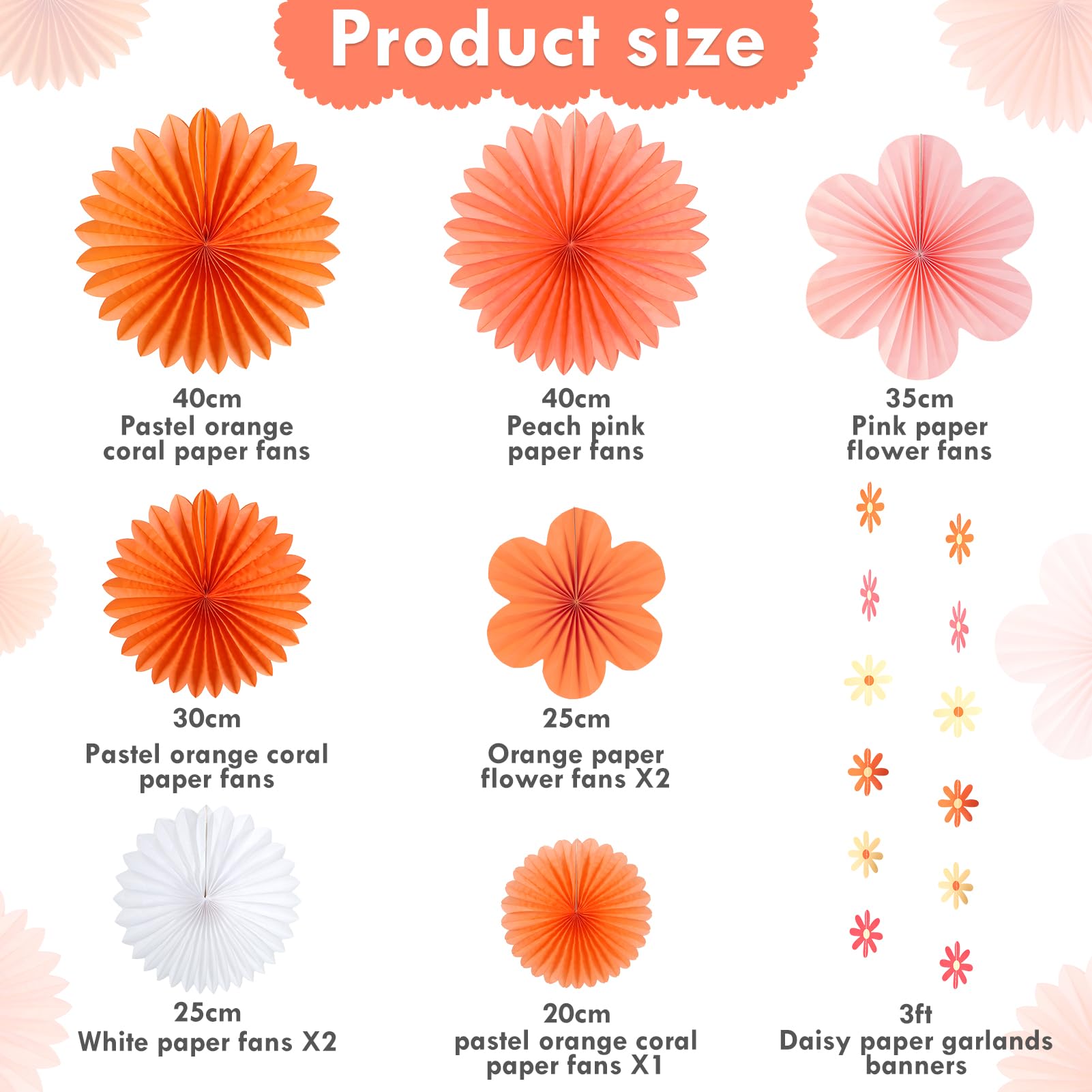 Sunbeauty Paper Fans Decorations Pink And Orange Party Decorations Flower Party Decorations Classroom Decoration Paper Floral Ba