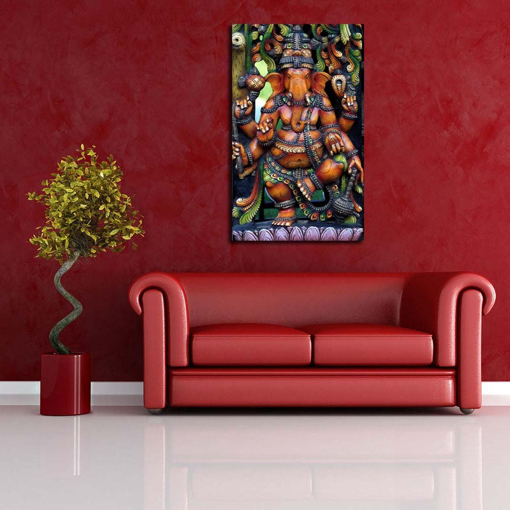 Pitaara Box Hindu God Ganesh D3 | Peel & Stick Vinyl Wall Sticker for Bedroom & Living Room | 28 x 46 inch (71 x 117 cms)