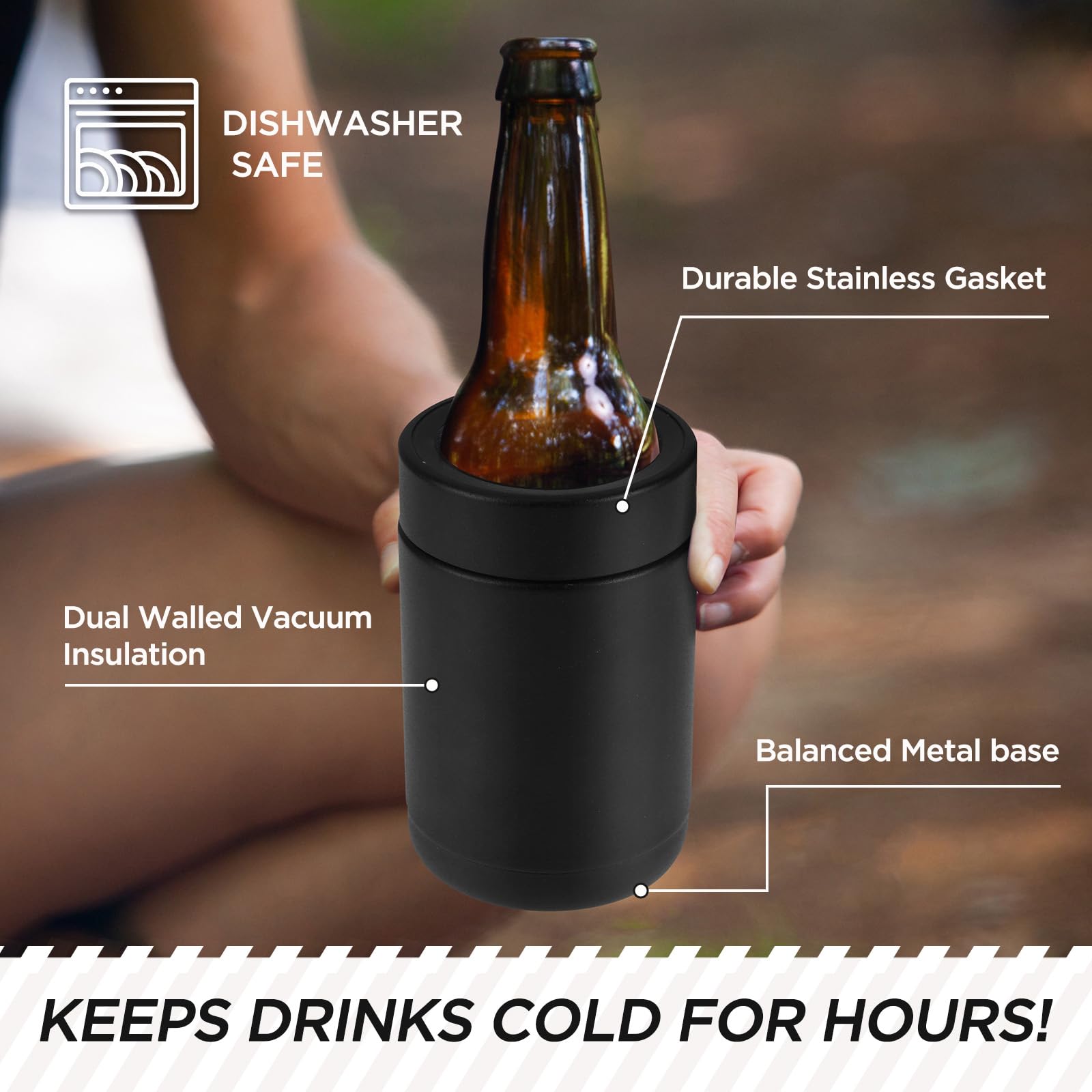 Tahoe Trails Stainless Steel 12Oz Vacuum Insulated Can And Bottle Cooler| Double Wall Can Cooler For Cans And Bottles | Copper P