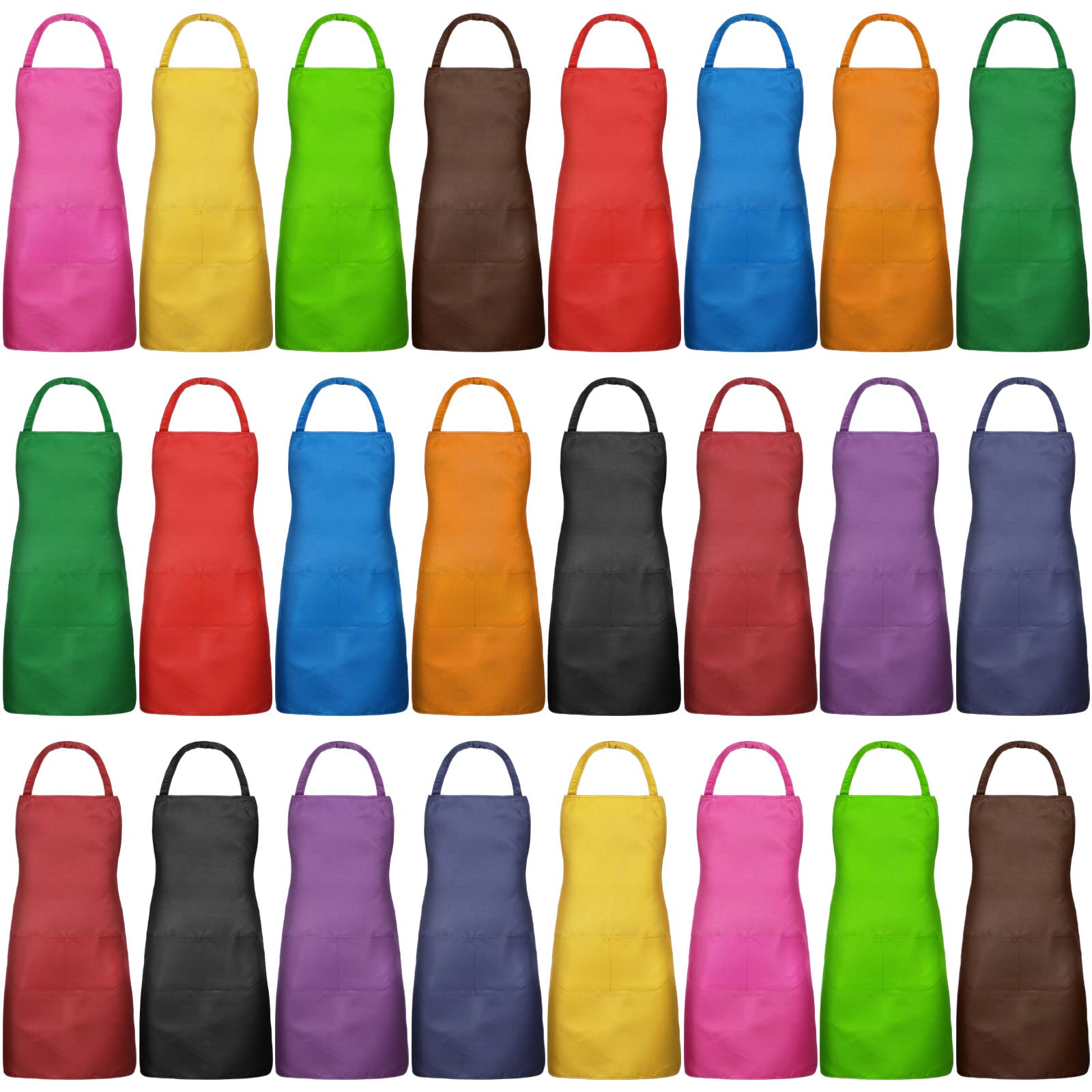 Tarpop 24 Pack Bib Aprons Unisex Commercial Apron Resistant Apron Kitchen Bbq Crafting Aprons For Women Men Chef (Mixed Colors)