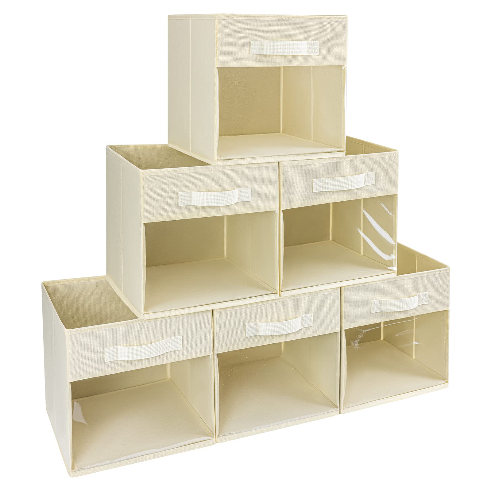 Dimj Cube Storage Bin, 6 Packs Collapsible Storage Bins With Handles, Fabric Bins For Organization, Cube Storage Organizer Bins