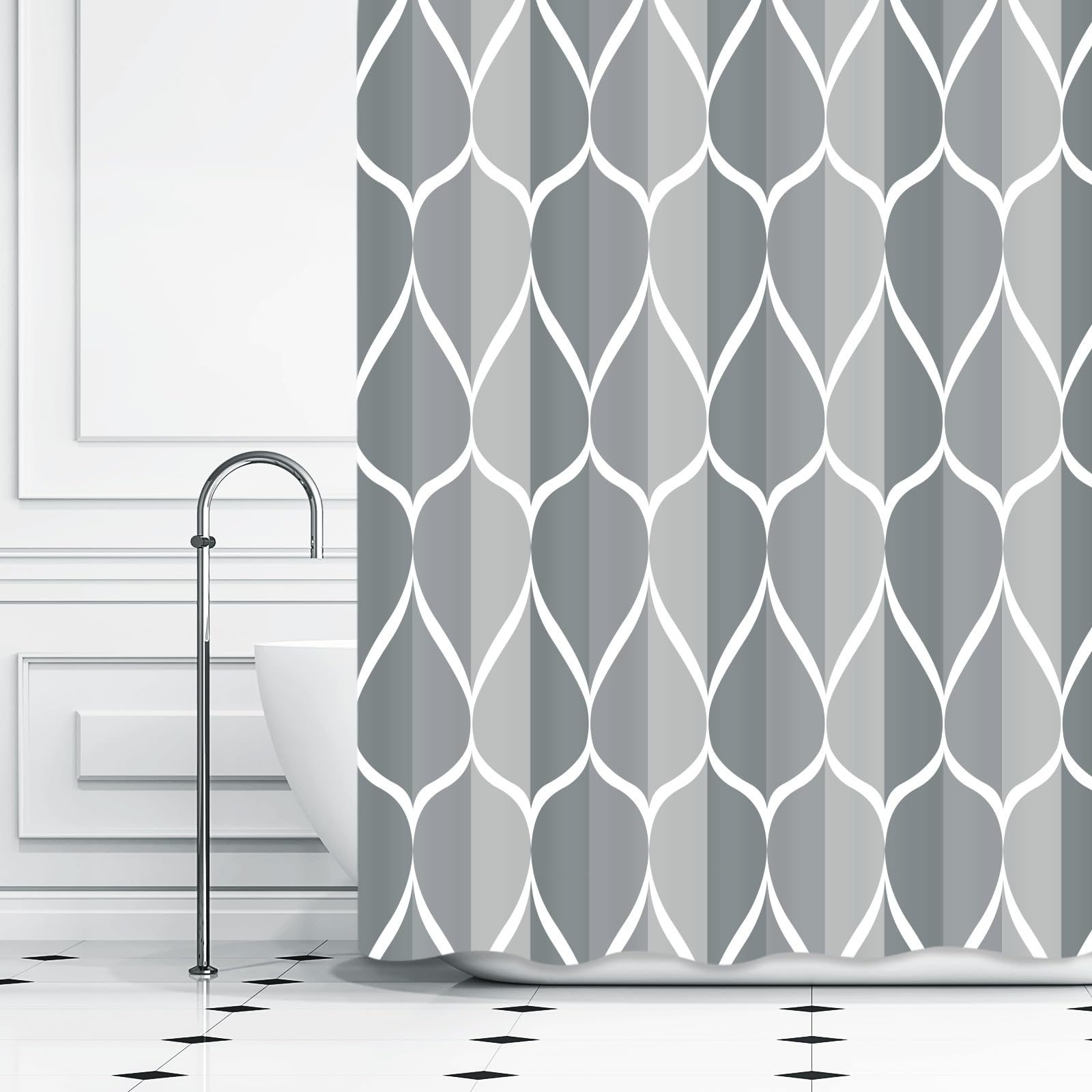 Gelbchu Grey Blue 72 X 72 Inch Cloth Shower Curtain, Waterproof Design And Polyester, Quick-Drying, Heavy Duty Shower Curtains S