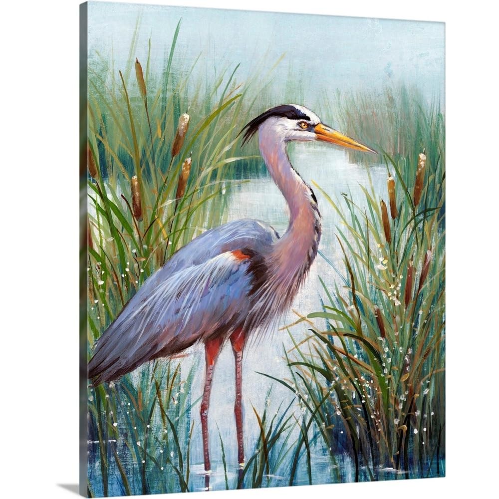 Canvas On Demand Marsh Heron I Canvas Wall Art Print By Tim O'Toole, Coastal, Contemporary, Home Decor, Animals, Bird Artwork, 3