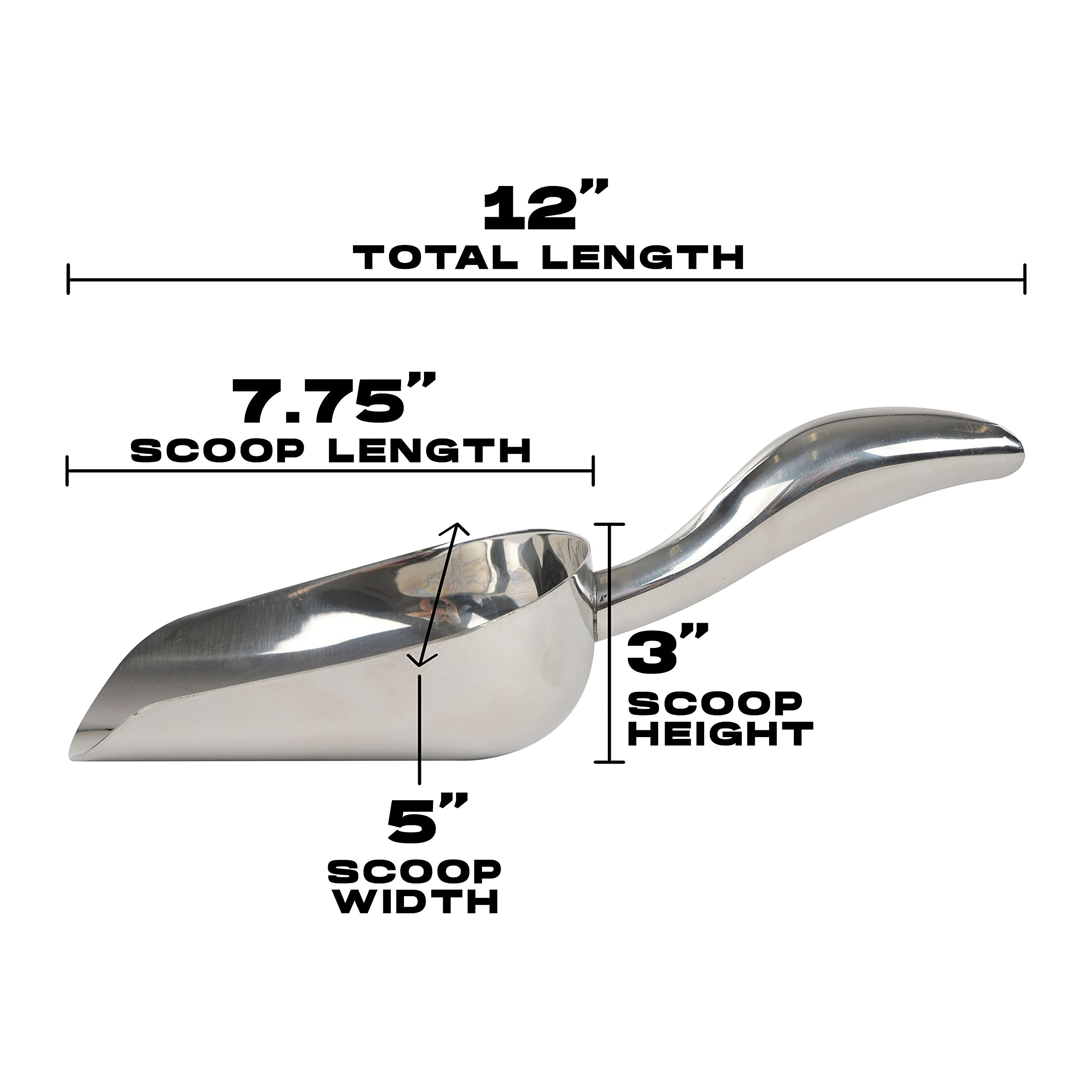 Lemonsoda Stainless Steel Utility Ice Scoop - 24 Ounces - Rustproof Metal - Great For Bar, Ice, Flour, Coffee, Containers - Bar