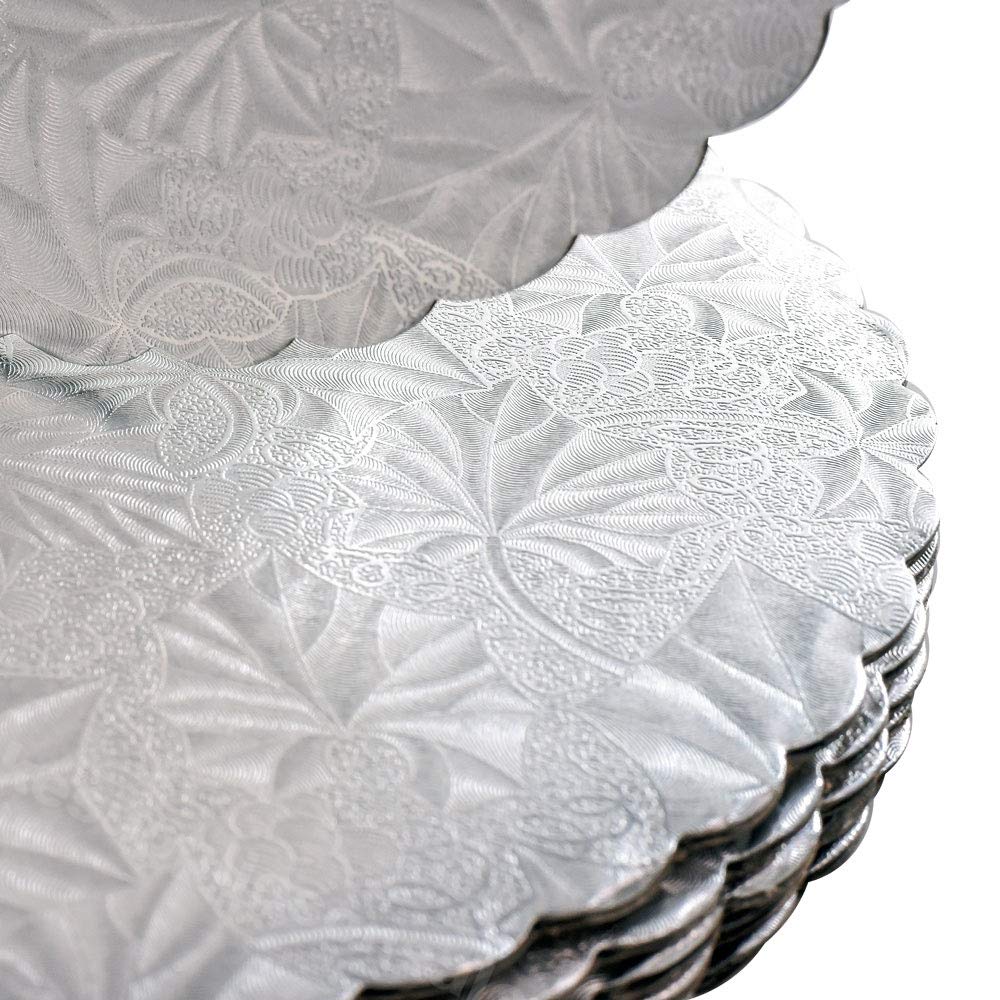 10'' Silver Scalloped Edge Cake Boards, 12 Ct