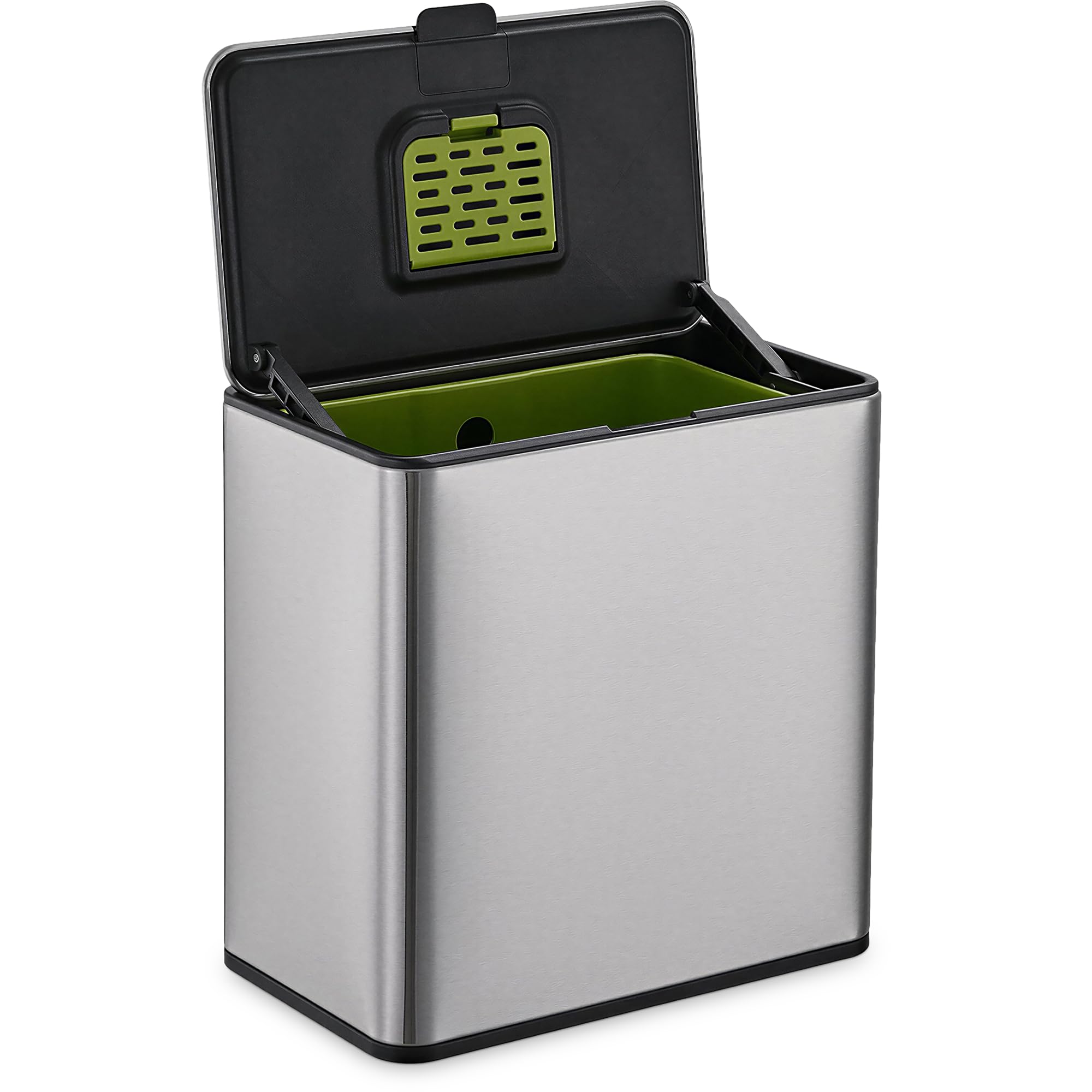 SimpliMagic Kitchen Compost Bin and Caddy, 5L / 1.32 Gal Stainless Steel with Removable Inner Bucket and Deodorizer Compartment