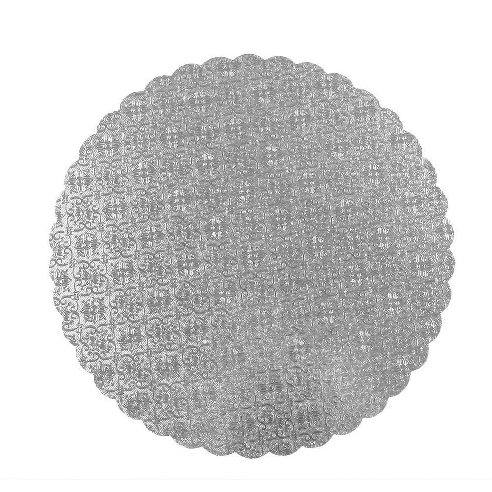 O'Creme Silver-Top Scalloped Round Cake And Pastry Board 3/32 Inch Thick, 6 Inch Diameter - Pack Of 10