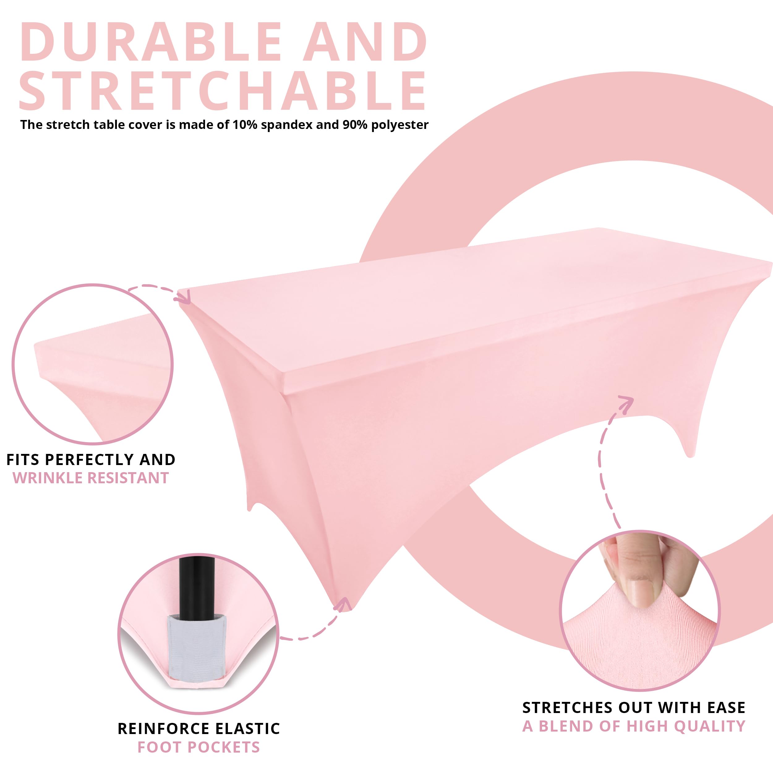 Utopia Kitchen Spandex Tablecloth 2 Pack [4FT  Pink] Tight  Fitted  Washable and Wrinkle Resistant Stretch Rectangular Patio Table Cover for Event  Wedding  Banquet & Parties [48Lx30Wx30H Inch]
