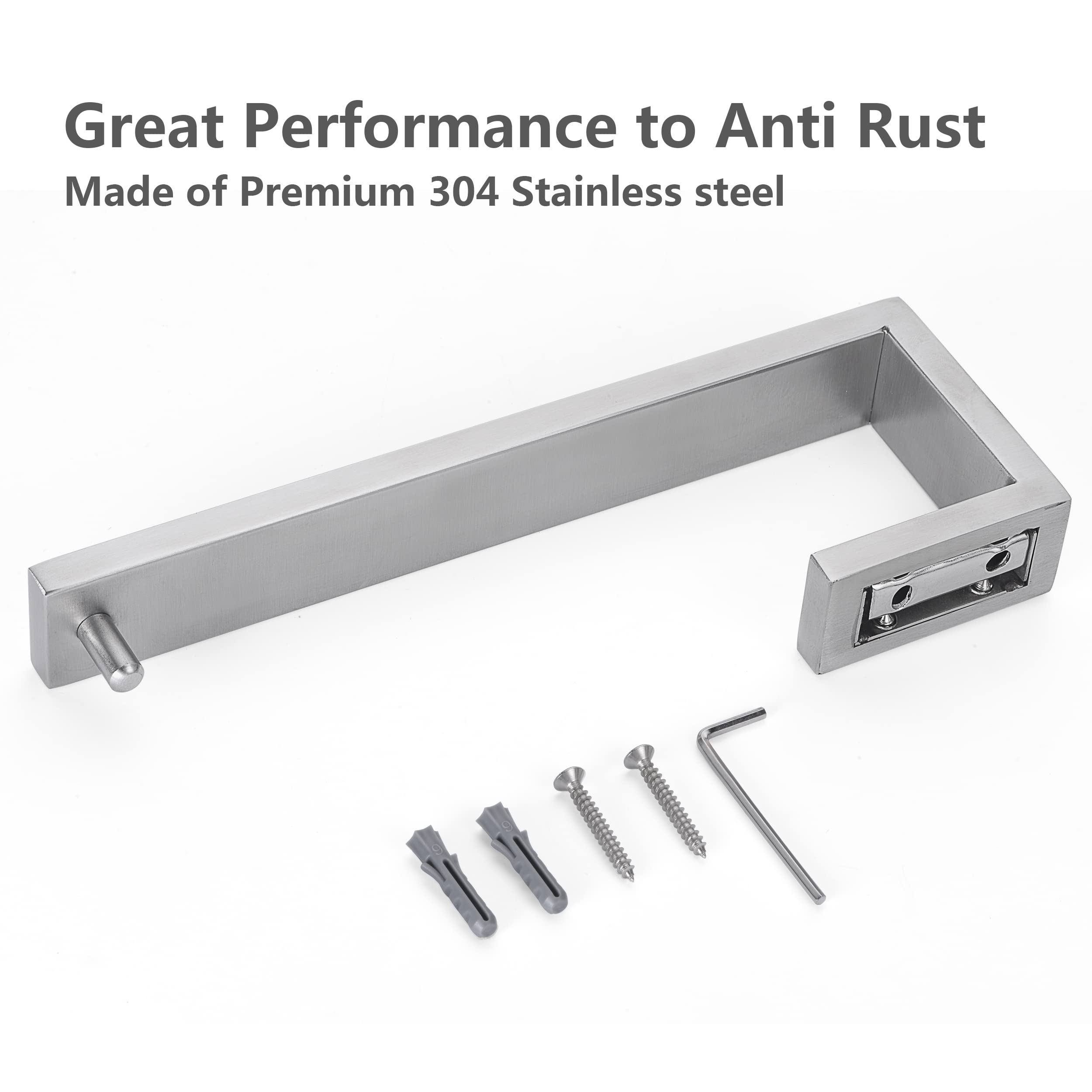 Nolimas Bathroom Hardware Towel Bar SUS 304 Stainless Steel Square Towel Ring Shelf Holder Rack for Bath Kitchen Garage Heavy Duty Wall Mounted  Nickel Brushed