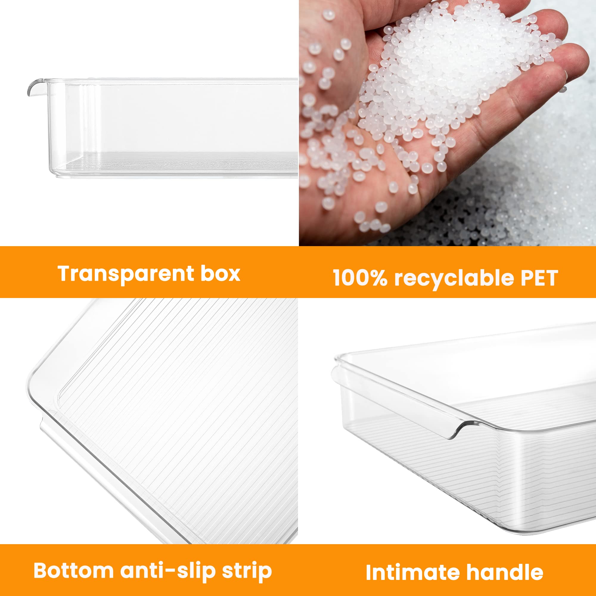 Vacane 2 Pack Refrigerator Organizer Bins,Food Storage Container With Lids For Fruit, Vegetables, Bacon Meat Cheese Keeper Marin