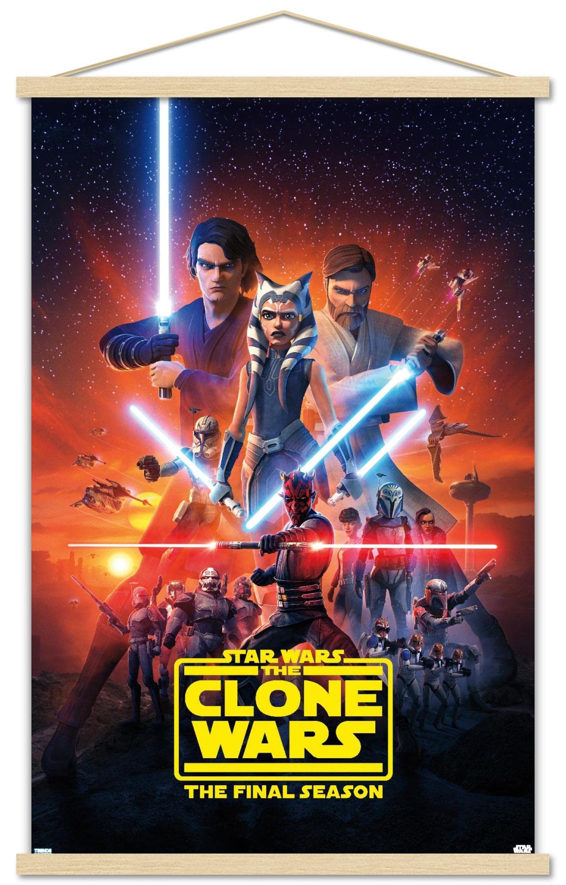 Trends International Star Wars: The Clone Wars - Season 7 Key Art Wall Poster, 22.375'' X 34'', Premium Print And Beechwood Hang