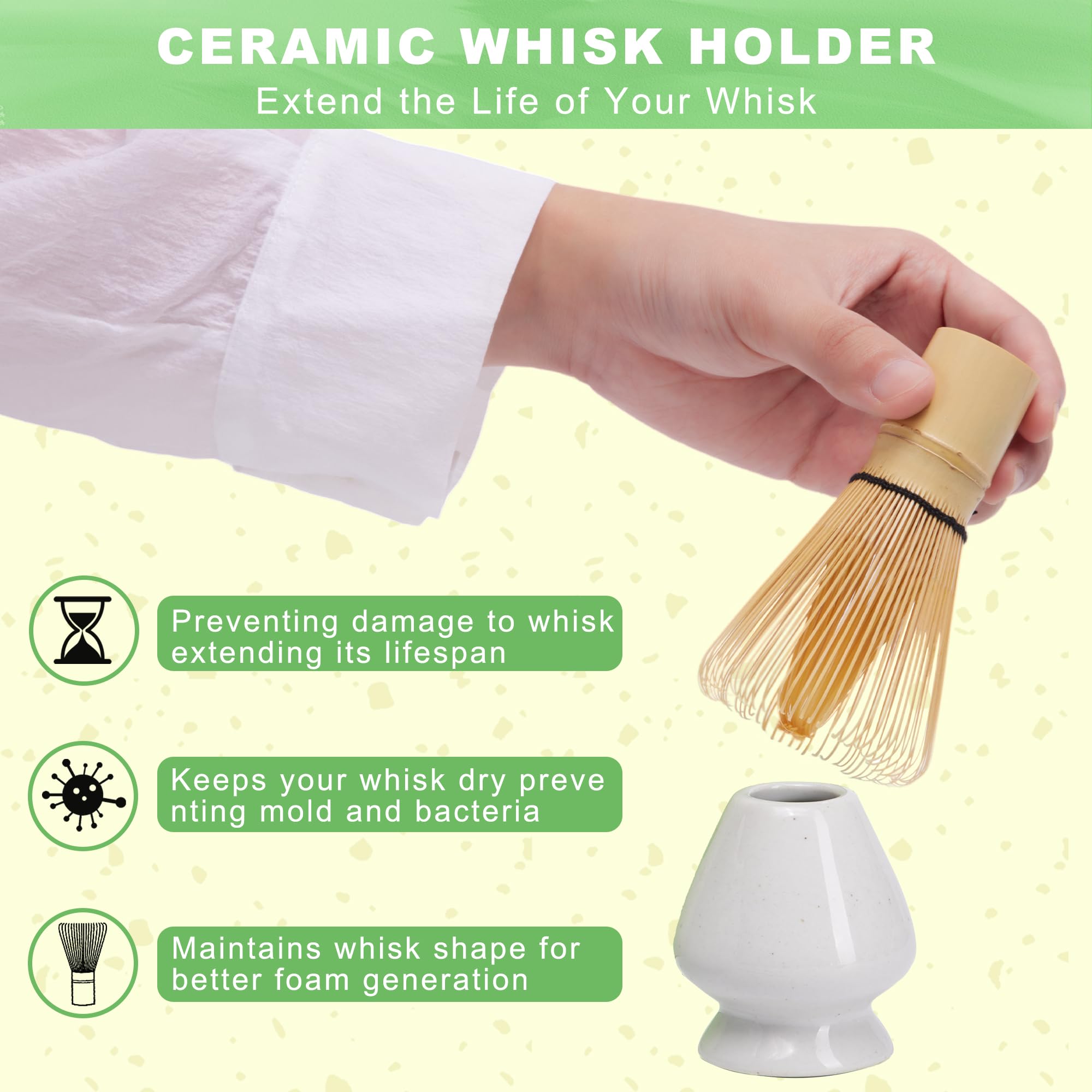 Matcha Whisk Set Matcha Bowl With Spout,Matcha Whisk With Matcha Whisk Holder,Matcha Sifter,Matcha Spoon And Scoop For Matcha Ma