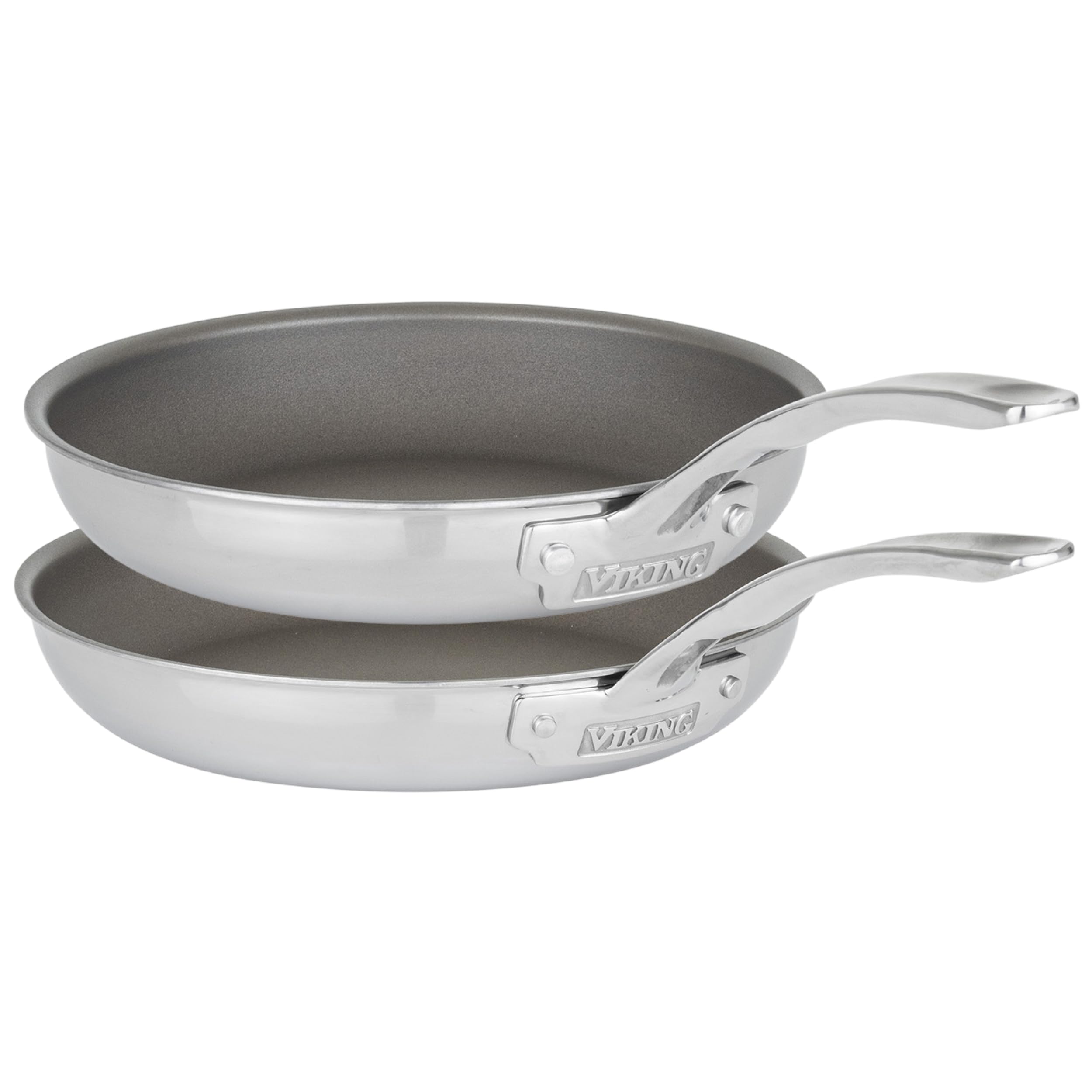 Viking Pureglide Pro 3-Ply Nonstick 2 Piece Frying Pan Set, 9.5 And 11 Inch Pans, Titanium Interior, Oven And Broiler Safe, Indu