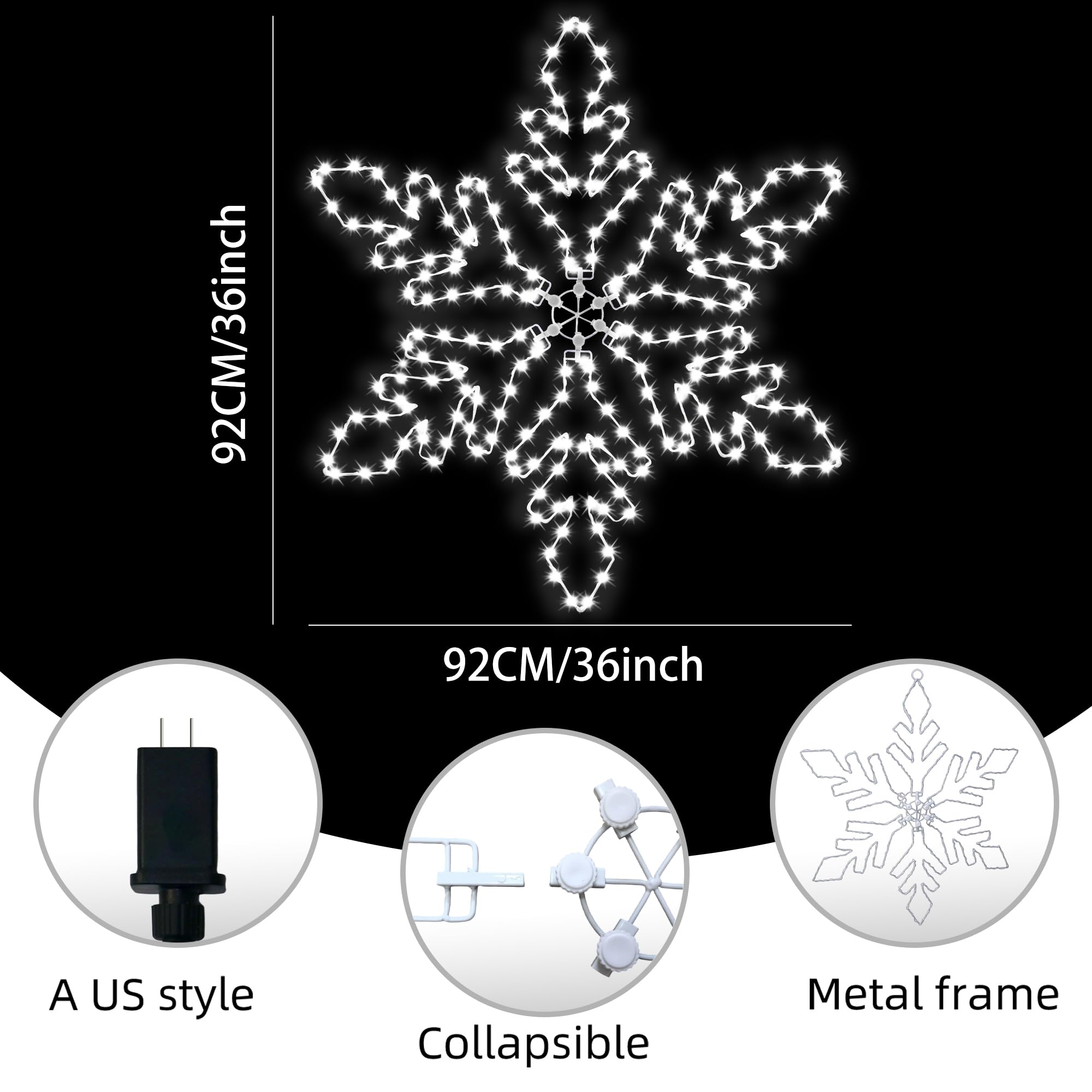 LiuZpatial Led Snowflake Lights Outdoor, 36 219 LED Smart Blue White Snowflake Christmas Lights with APP Remote Control Timer Mu