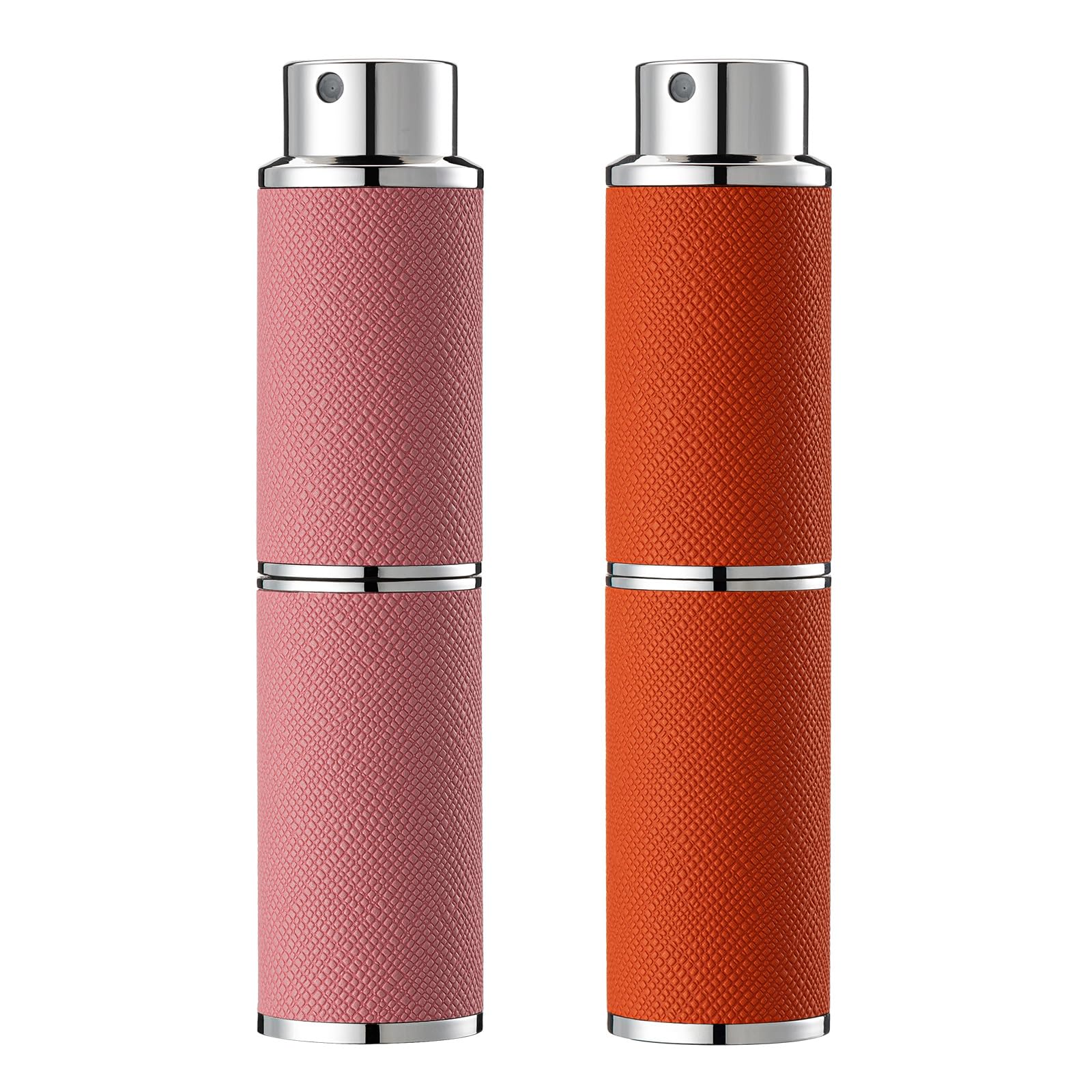 Owlyee 2Pcs Perfume Atomizer, 8Ml Leather Empty Cologne Sprayer, Mini Perfume Spray Bottle For Travel (Pink, Orange)