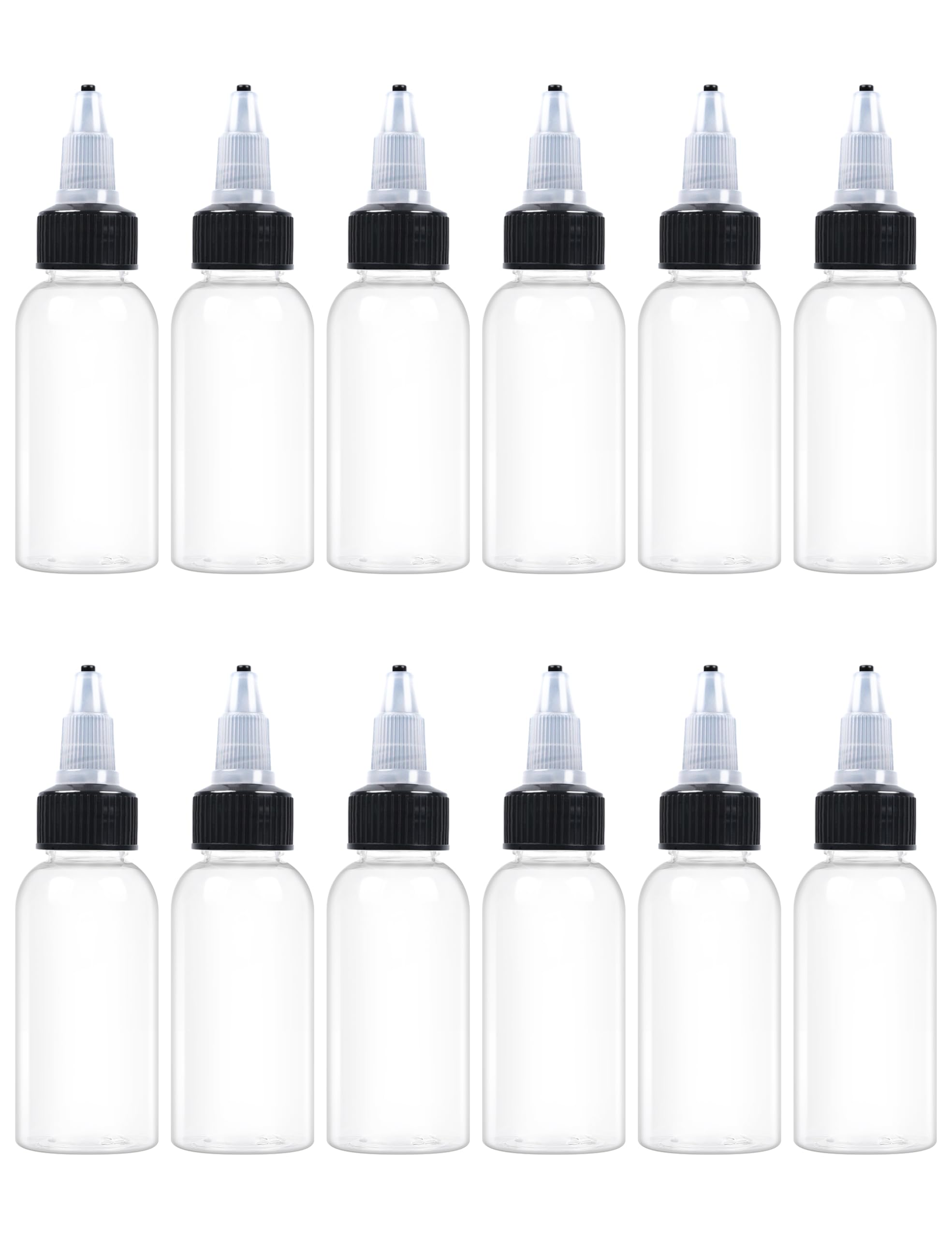 Eosau 12 Pcs 1Oz Plastic Squeeze Bottles With Twist Top Cap, 30Ml Clear Dispensing Bottles, Empty Squirt Bottle For Liquids, Sau