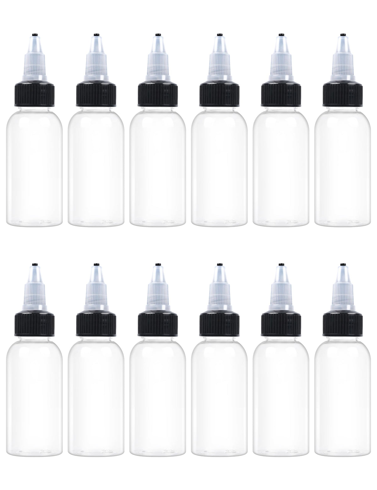 Eosau 12 Pcs 1Oz Plastic Squeeze Bottles With Twist Top Cap, 30Ml Clear Dispensing Bottles, Empty Squirt Bottle For Liquids, Sau