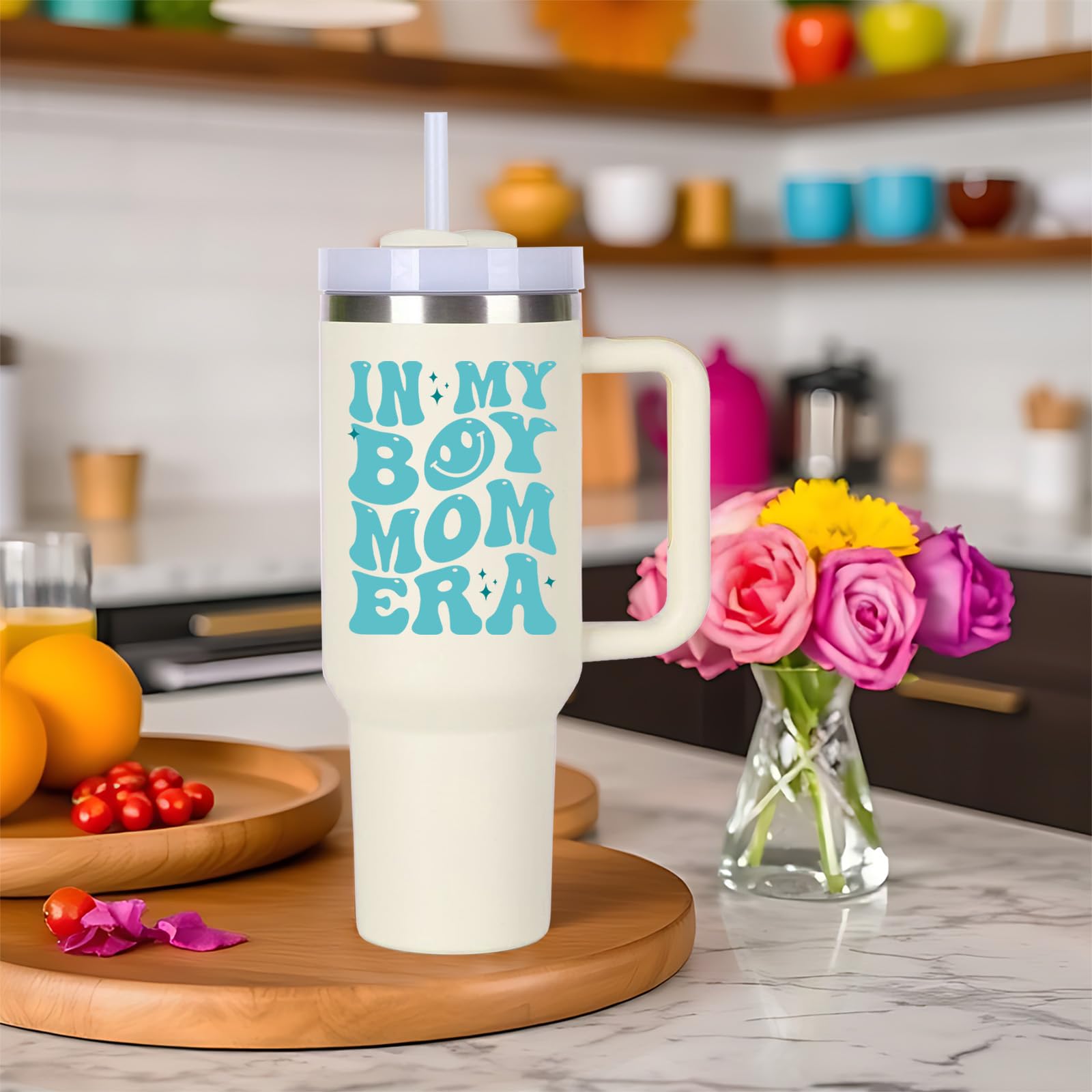Boy Mom Cup Tumblers Gifts.40oz In My Boy Mom Era Tumbler with Handle.40oz Birthday Christmas Mothers Day Gifts for boy mom.