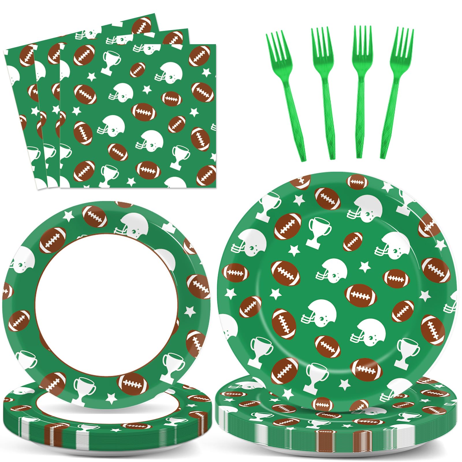 100 Pcs Football Party Plates And Napkins Set Football Birthday Party Decorations Sports Party Supplies Football Tableware Footb