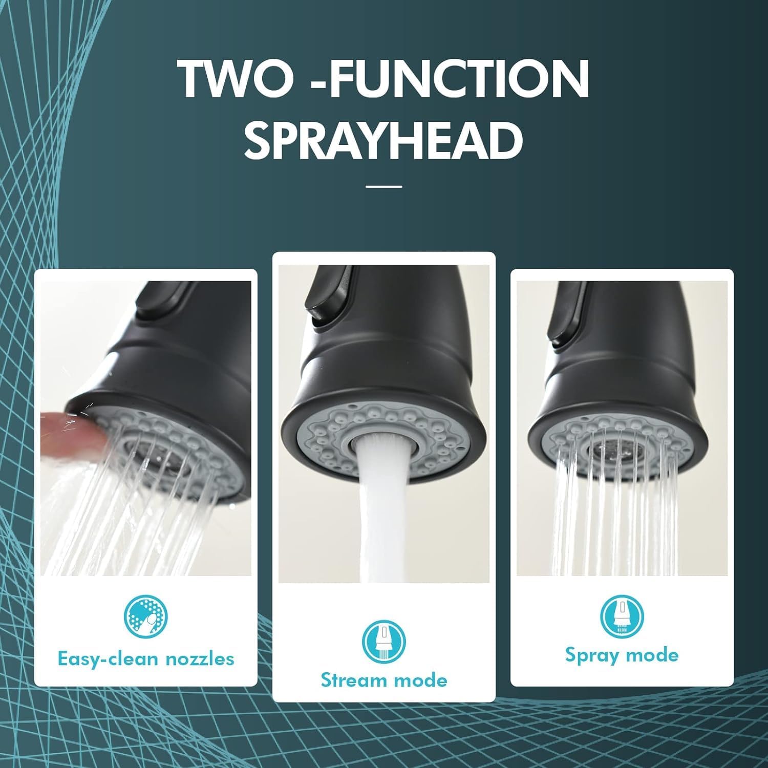 3 Hole Kitchen Faucet With Pull Down Sprayer, Appaso Kitchen Faucet With Soap Dispenser, 3 Pieces Kitchen Faucet With Separate H