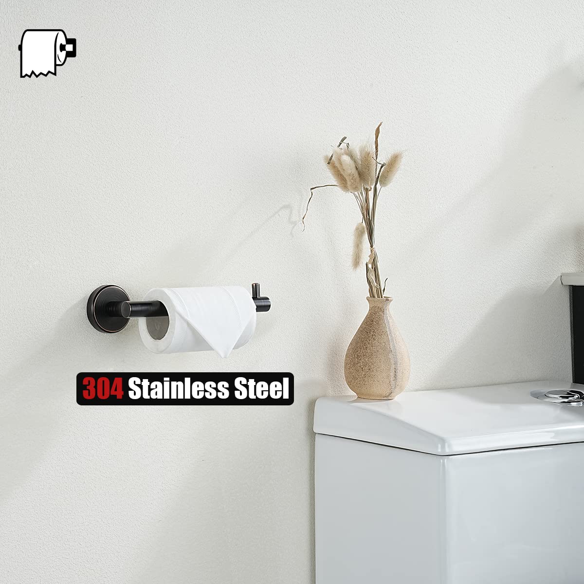 JQK Toilet Paper Holder Oil Rubbed Bronze  5 Inch 304 Stainless Steel Thick 0.8mm Tissue Paper Dispenser for Bathroom  Hold Mega Rolls Wall Mount  TPH100-ORB