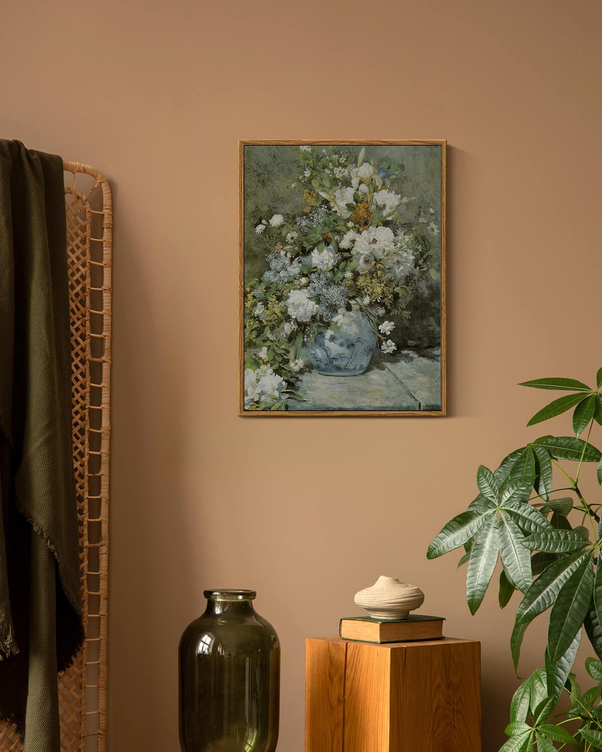 Arpeotcy Framed Canvas Print Wall Art Decor, French Vintage Flower Wall Art Home Decor, Ceramic Vase Floral Oil Painting For Liv