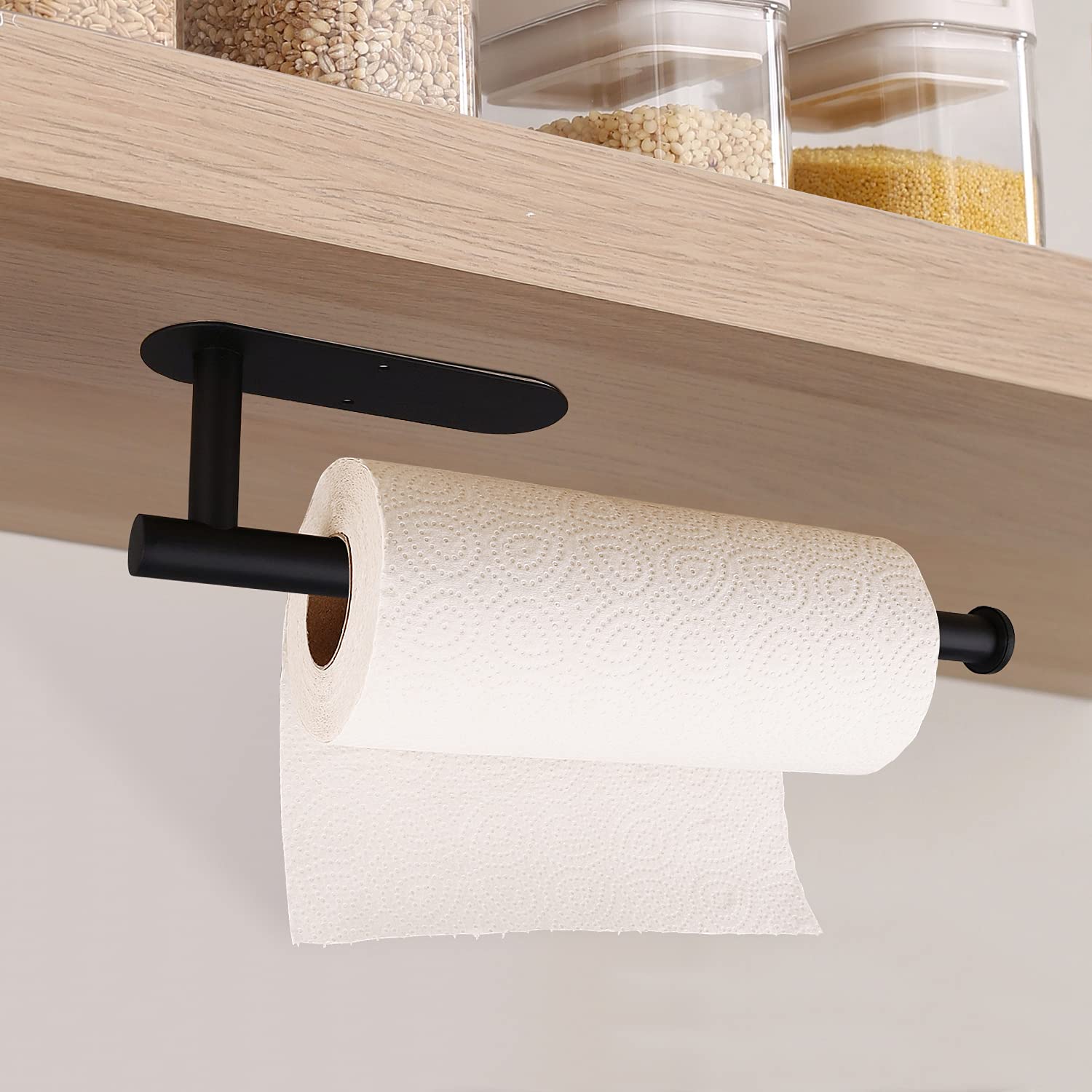 Paper Towel Holders-Blcak,Paper Towels Rolls - For Kitchen,Paper Bulk- Self-Adhesive Under Cabinet,Both Available In Adhesive An