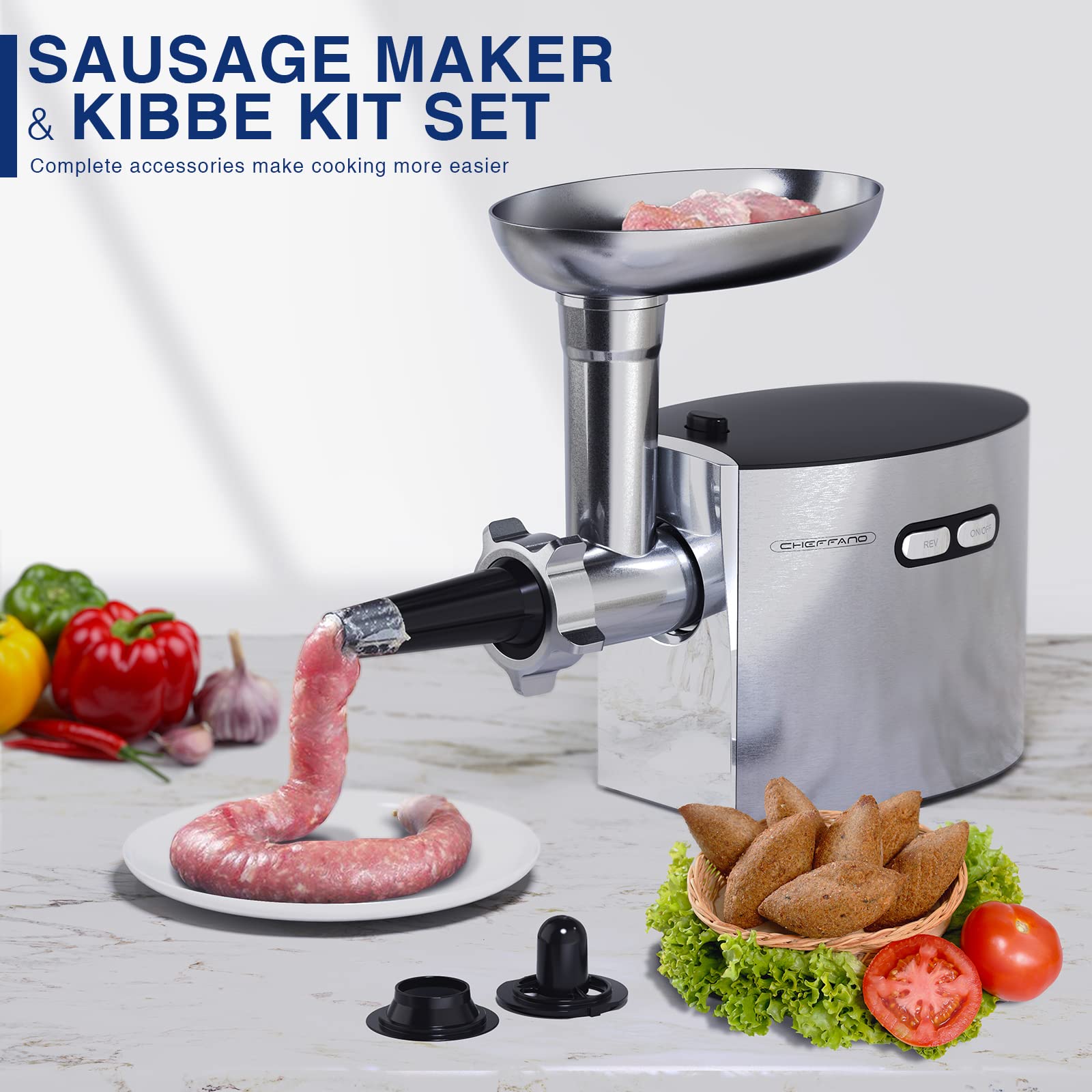 Cheffano Meat Grinder, 2600W Max Stainless Steel Meat Grinder Electric, Etl Approved Heavy Duty Meat Mincer Machine With 2 Blade