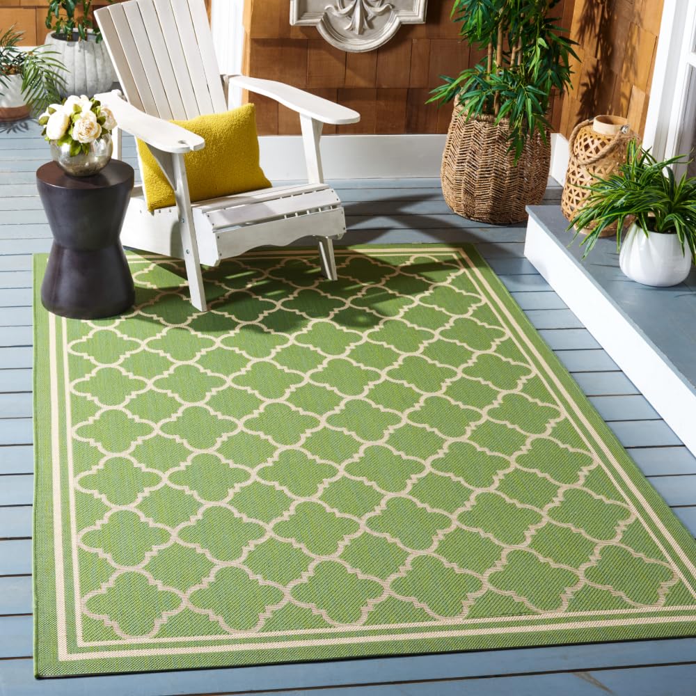 SAFAVIEH Courtyard Collection 4 x 57 Green/Beige CY6918 Trellis Indoor/ Outdoor Waterproof Easy-Cleaning Patio Backyard Mudroo