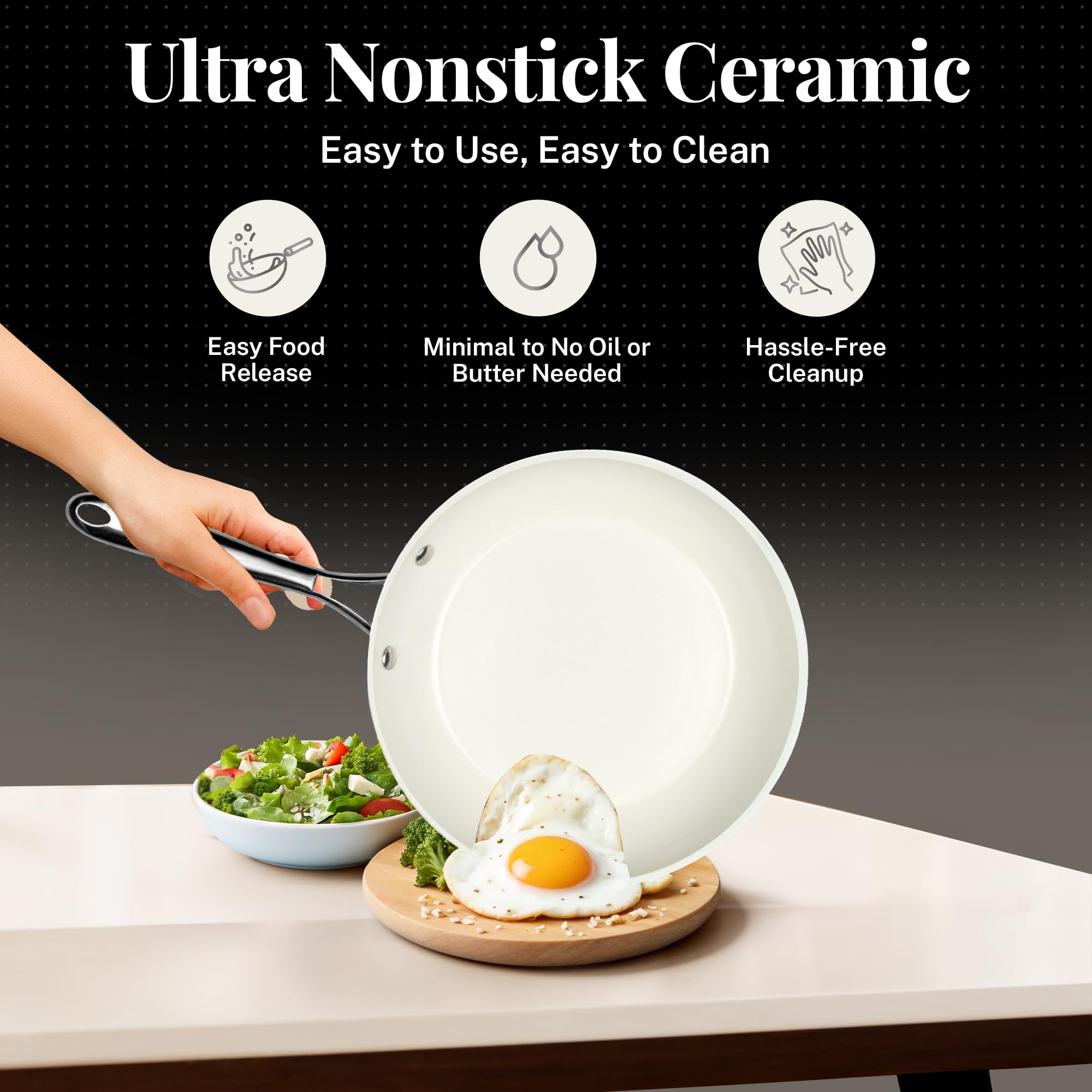 Gotham Steel 10 Inch Non Stick Frying Pans Nonstick Skillet, Ceramic Pan For Cooking Non Toxic, Nonstick Frying Pan Skillets Wit