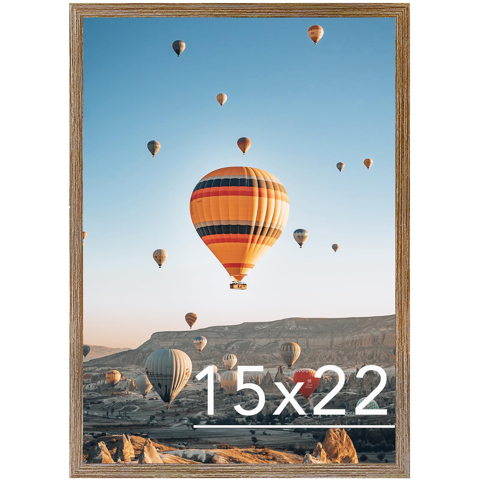 JCJMY 15x22 Picture Frame Rustic Brown for Poster Photo Picture, Horizontal and Vertical Formats for Wall Hanging, 15 x 22 Wall 