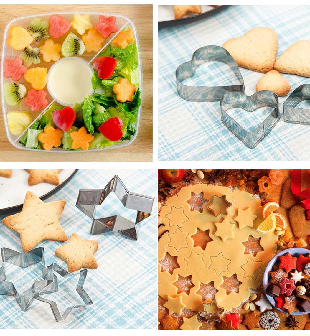 Svnntaa Heart Star Cookie Cutters Set, Valentines Day Heart Shaped Biscuit Cutters Stainless Steel Pastry Donuts Cutters With St