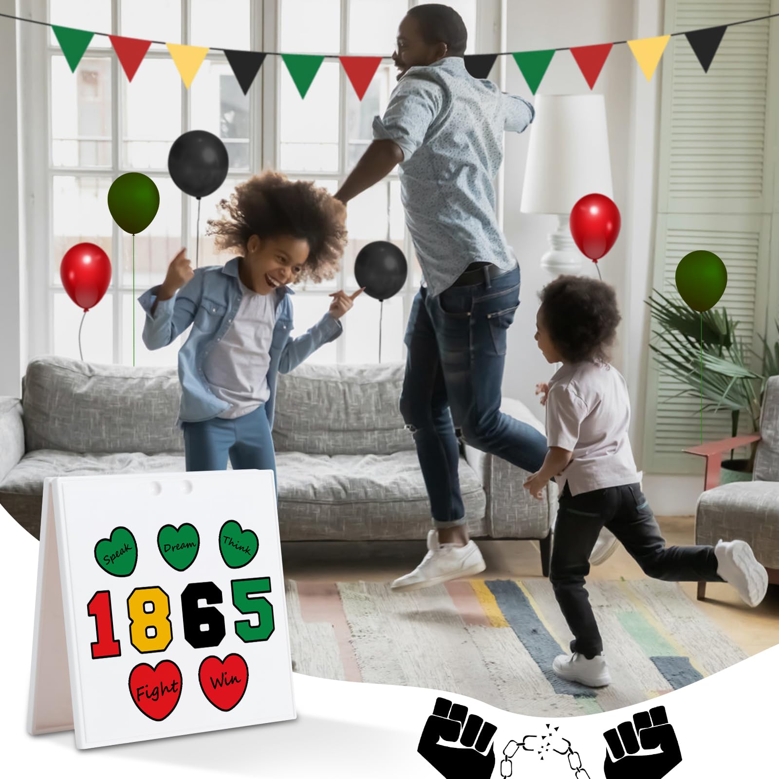 Juneteenth Celebration Desk Sign, 1865 Themed Tabletop Decoration, One-Sided Print for Office and Home, Indoor Juneteenth 1865 C