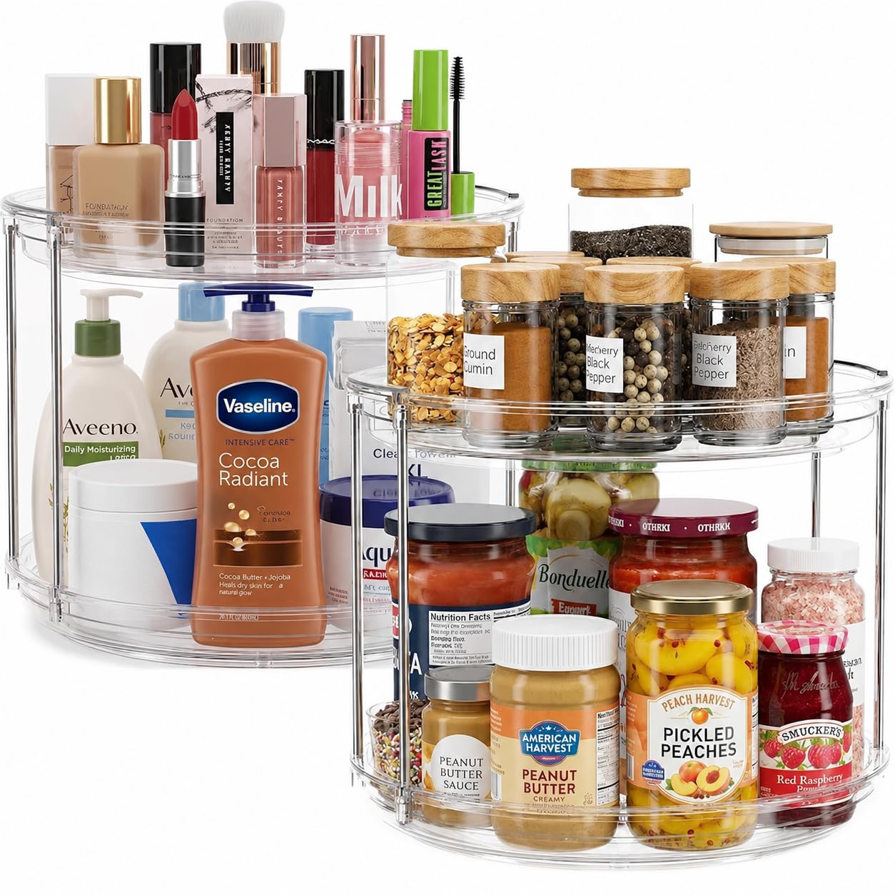 Oizeir Clear Two Tier Lazy Susan Organizer 2Pack