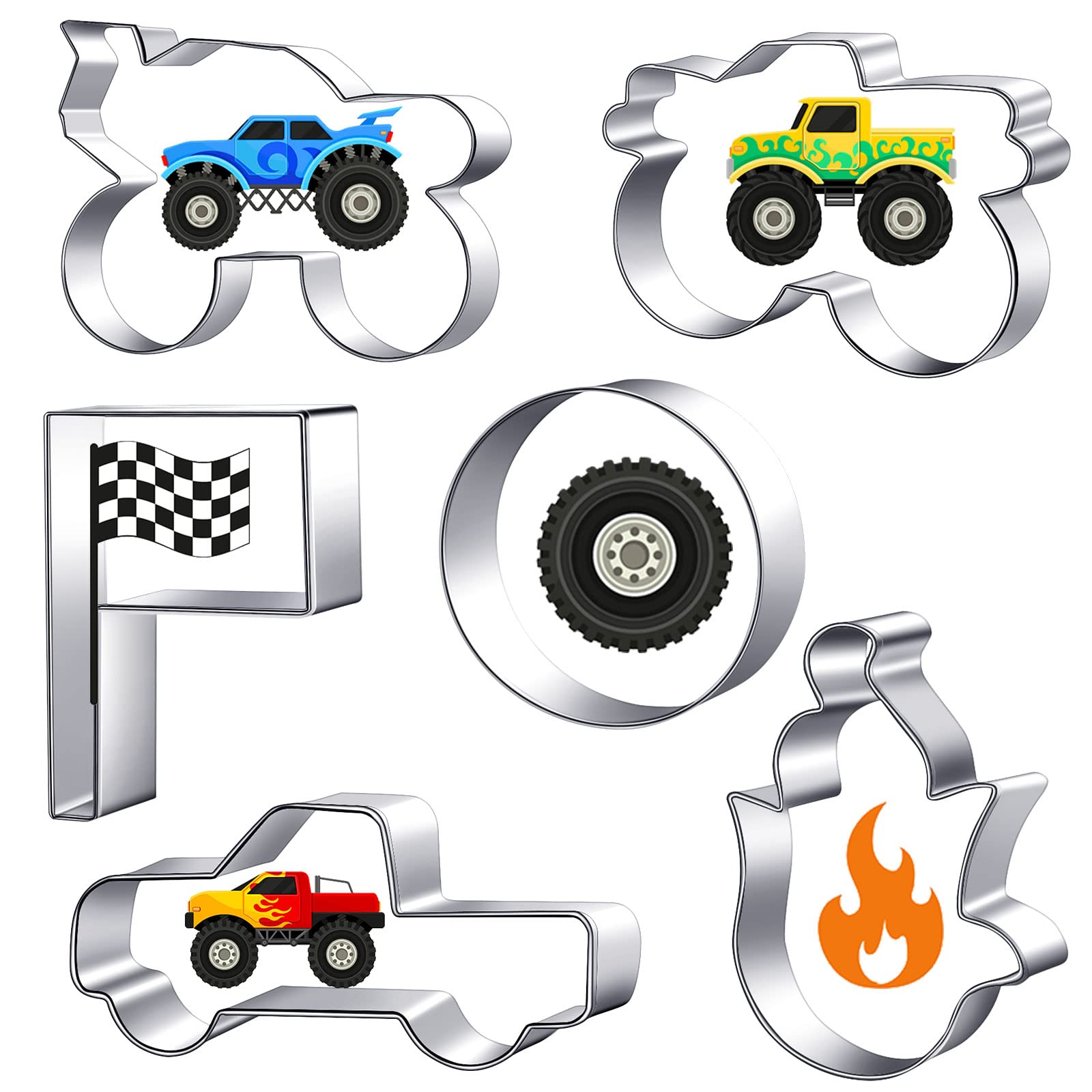 6 Pieces Truck Cookie Cutters Truck Party Favors Vintage Cookie Cutter Truck Metal Cookie Mould Kids Birthday Game Gift For Home