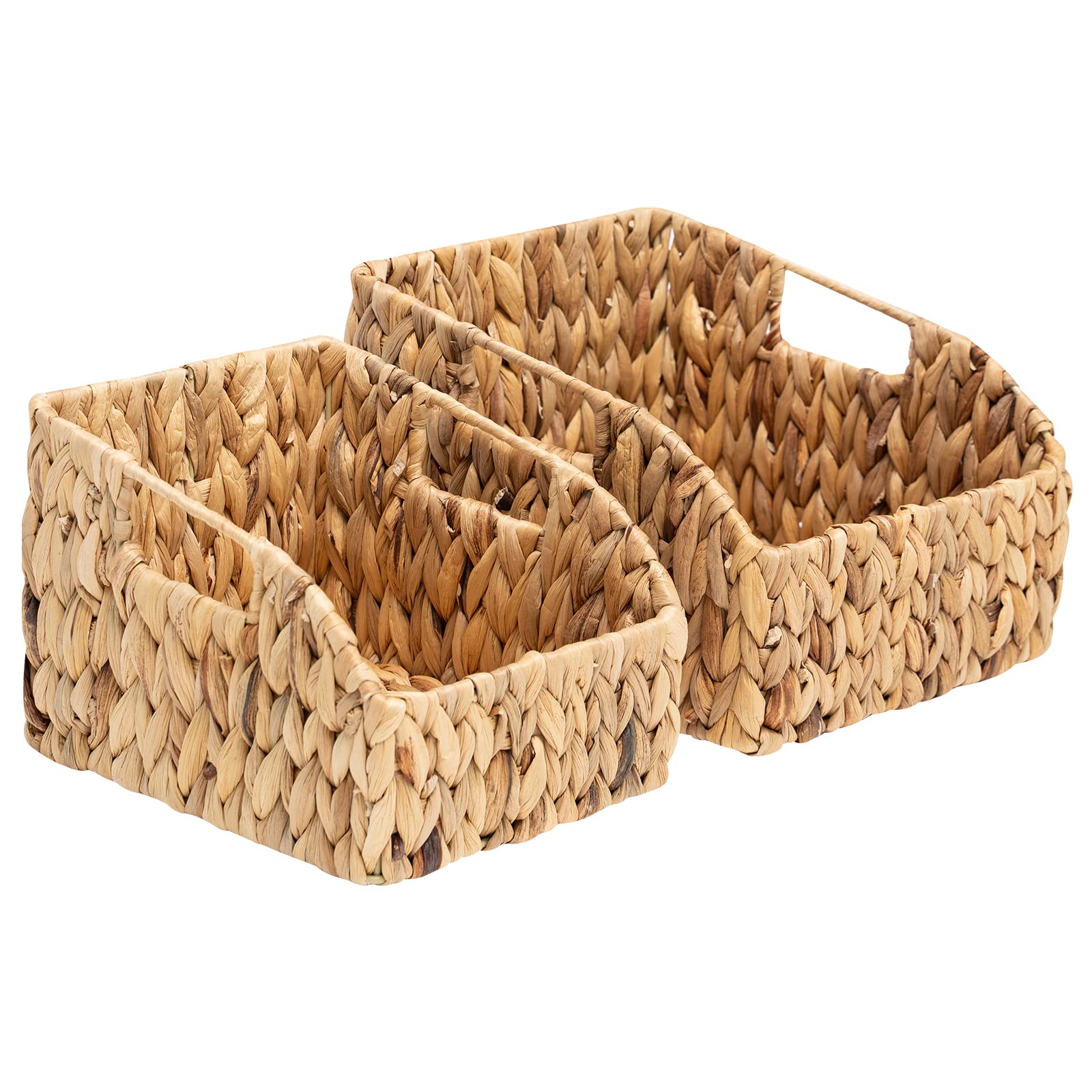 Fairyhaus Wicker Baskets 2 Pack, Natural Large Wicker Baskets For Storage, Nesting Hand-Woven Water Hyacinth Wicker Baskets For