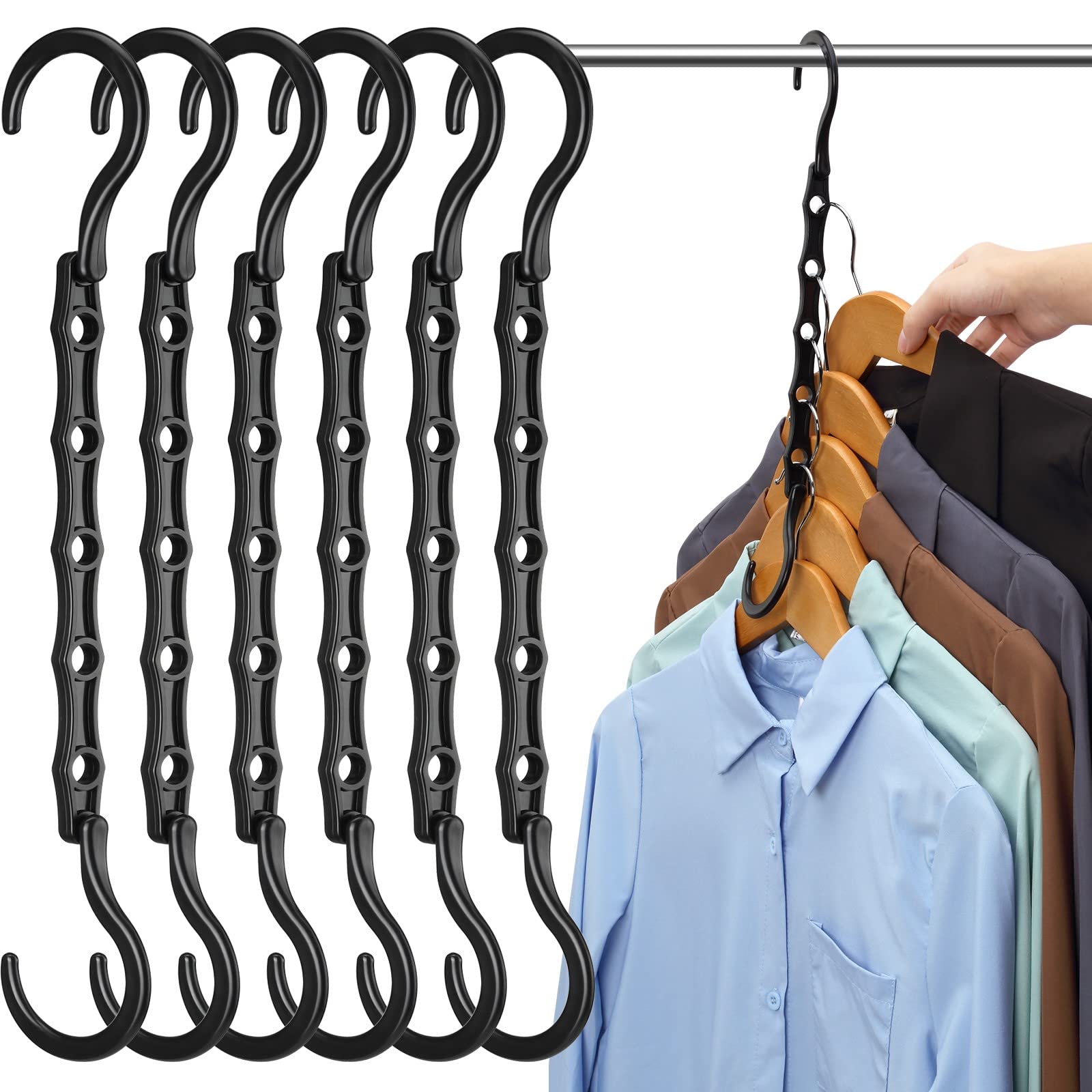 AMKUFO 6 Pack-Closet-Organizers-and-Storage  Magic-Hangers-Space-Saving-for-Clothes  Closer-Organizer-for-Closet-Organization  Space-Saver-Hanger-Organizer-for-Multipurpose  Dorm-Room-Essentials