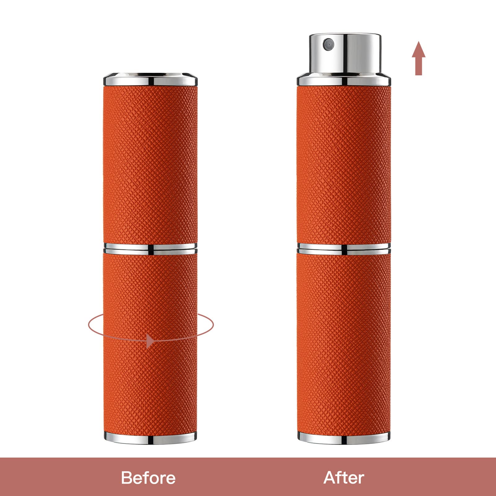 Owlyee 2Pcs Perfume Atomizer, 8Ml Leather Empty Cologne Sprayer, Mini Perfume Spray Bottle For Travel (Pink, Orange)