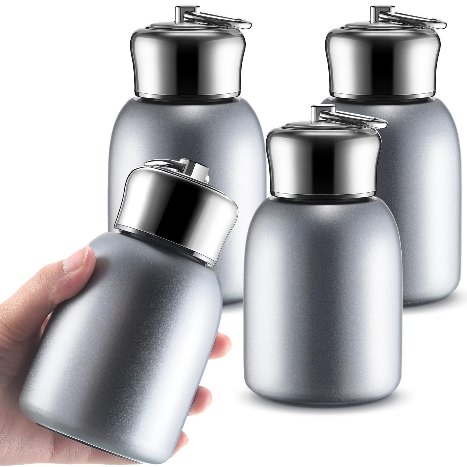 Mifoci 4 Pcs 10Oz Mini Stainless Steel Water Bottle Slim Insulated Thermal Water Bottle Small Vacuum Hot Cold Drink Portable Wat