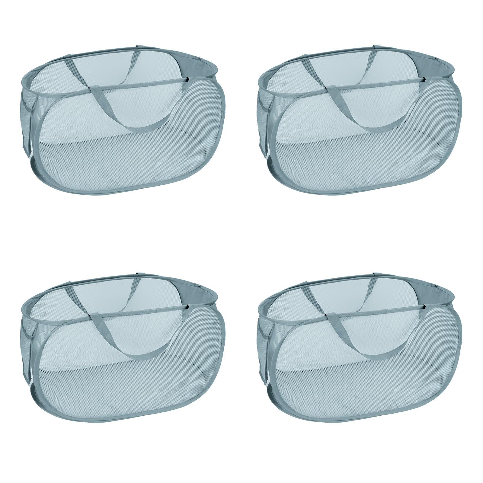 Lateronon 4 Pcs Mesh Popup Laundry Hamper, Opening Laundry Basket,Popup Laundry Basket With Durable Handles,Foldable Pop-Up Mesh