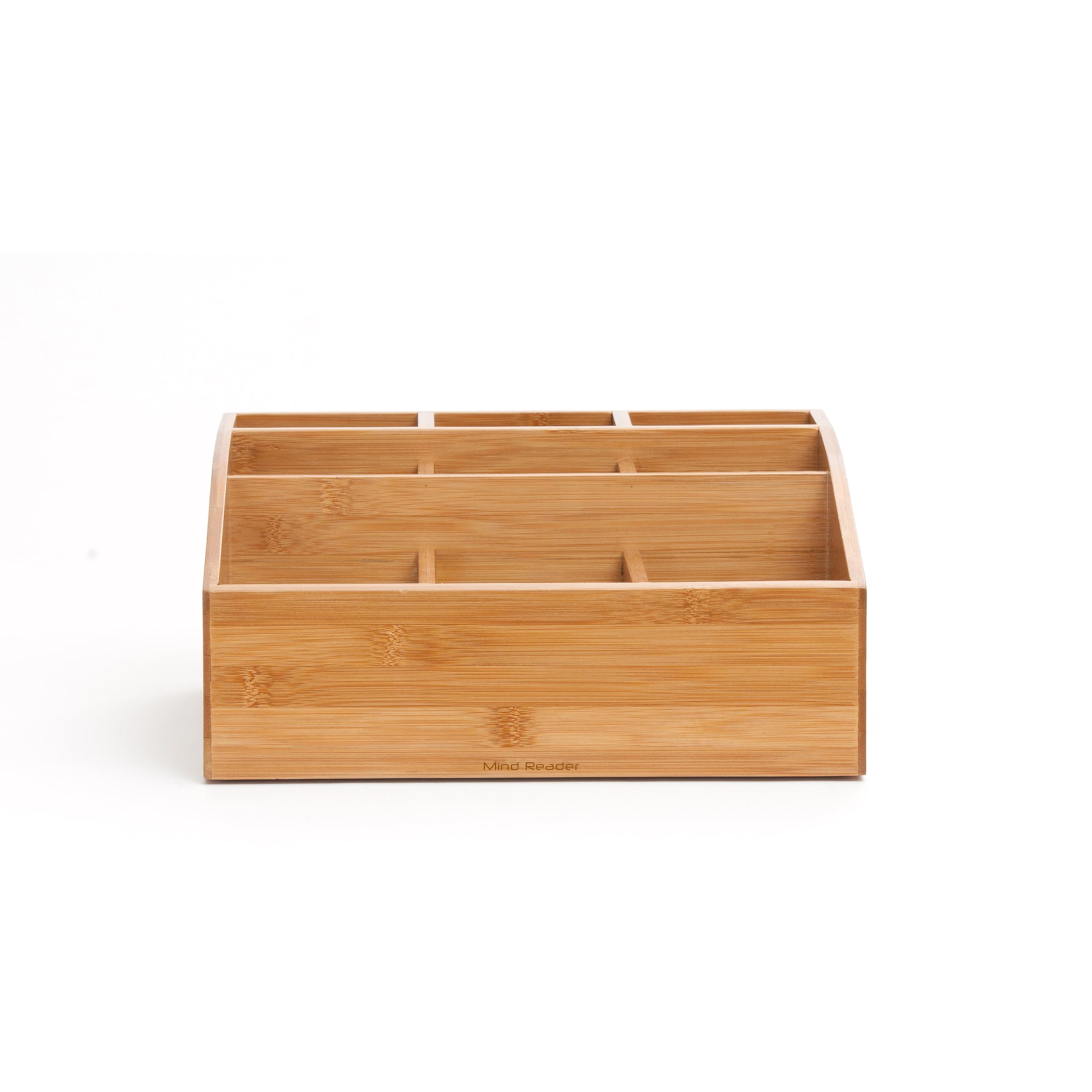 Mind Reader Coffee Condiment And Accessories Caddy Organizer With 9 Organizing Compartments, Bamboo Brown