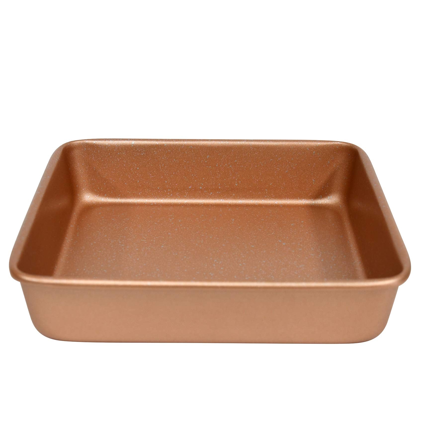 Casaware Ceramic Coated Nonstick Heavy Weight 9-Inch Square Cake Pan (Rose Gold Granite)