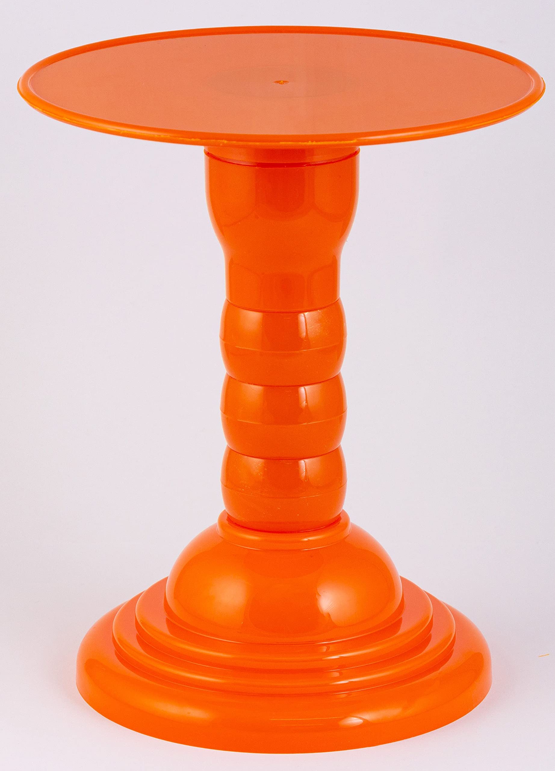 Grupo Mirandinha Plastic Round Adjustable Cake Stand Cupcake Stand Candy Stand 4 Heights 8 Inches (Orange)