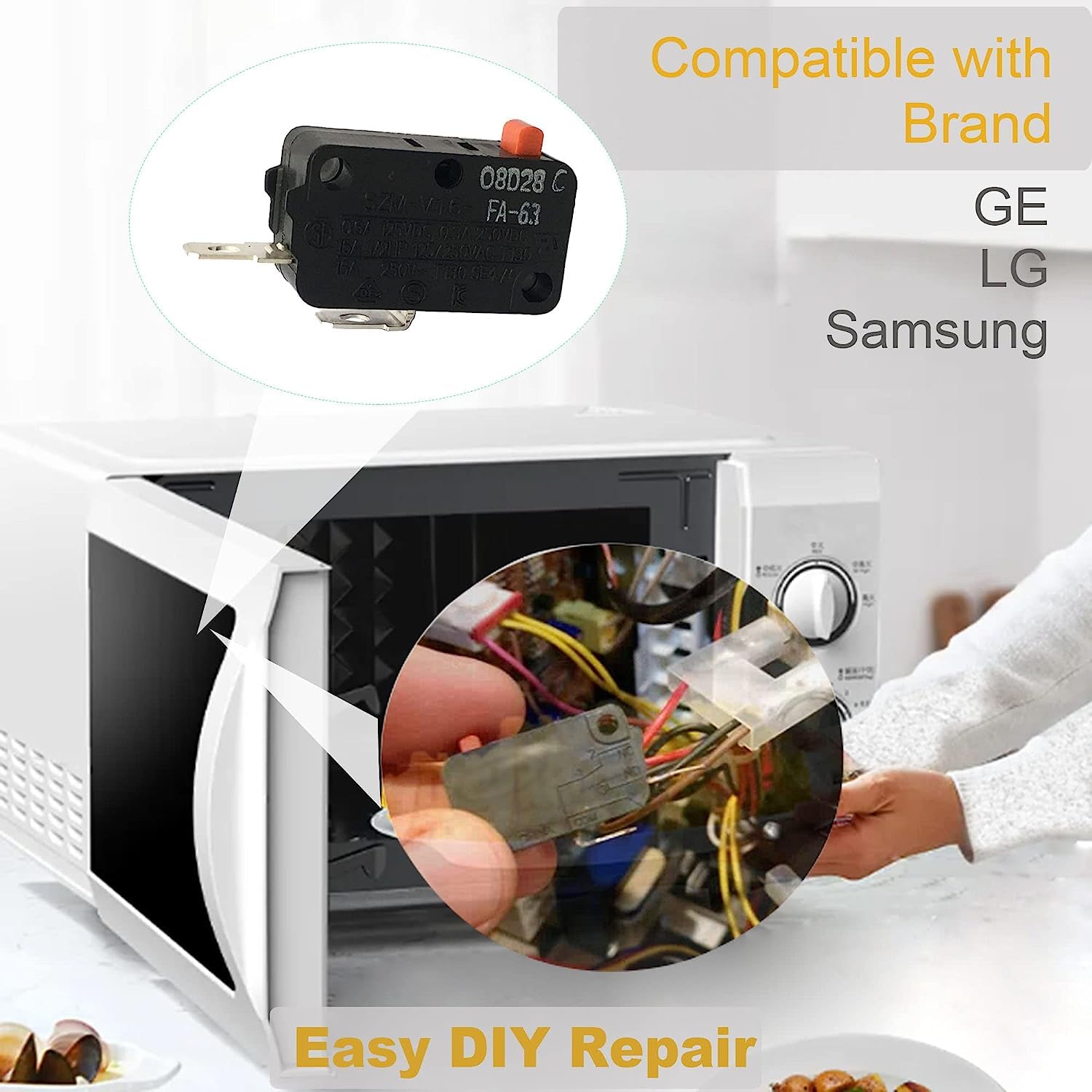 Lonye Szm-V16-Fa-63 Microwave Door Switch Fit For Lg Ge Microwave Oven Szm-V16-Fd-63 3B73362F Ps3522738 (Normally Open)(1 Pc)
